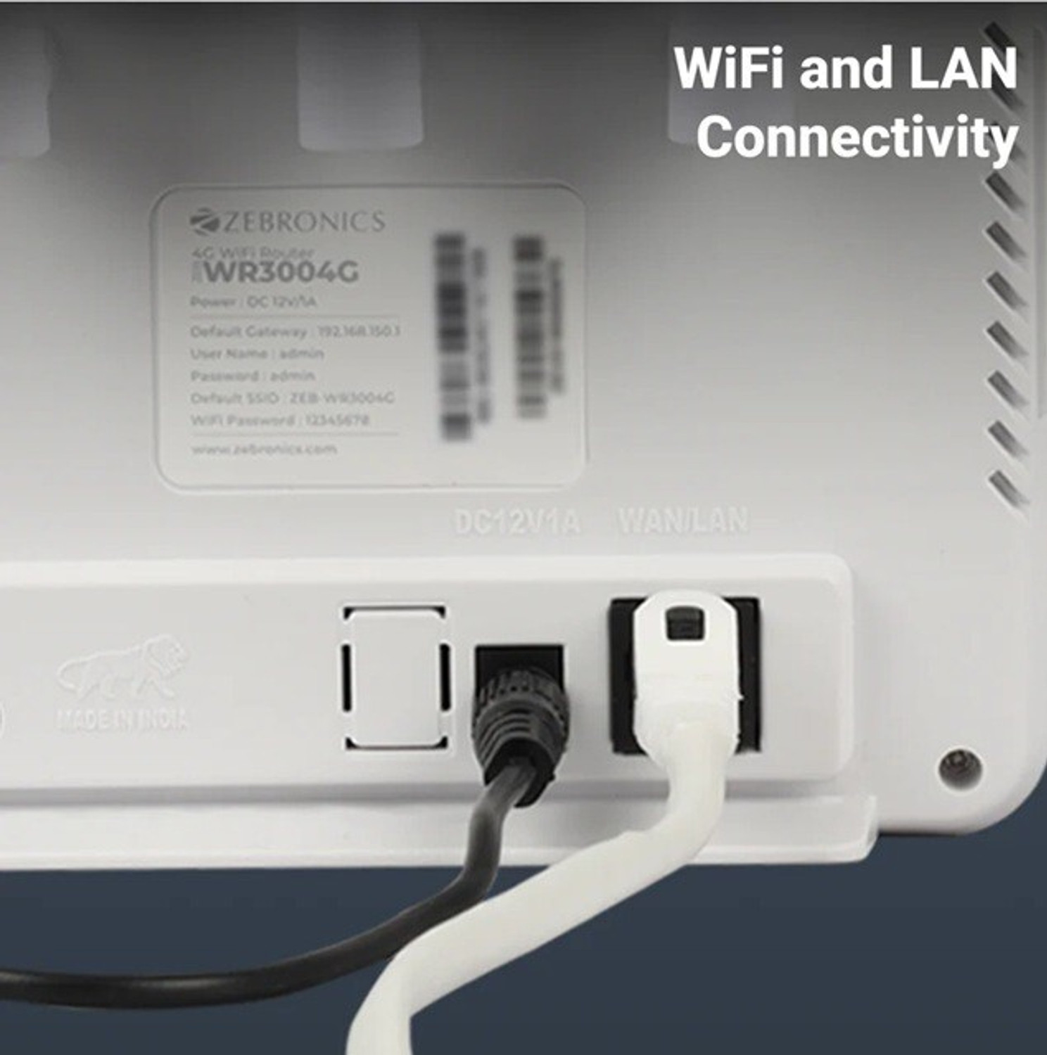 Image of ZEBRONICS WiFi and LAN Connectivity|Compatible with 4G /5G Sim Card 4G Router 2.4 GHz 300 Mbps Wifi Speed Quad Band Internal & External Antenna MiFi (Sim Based)