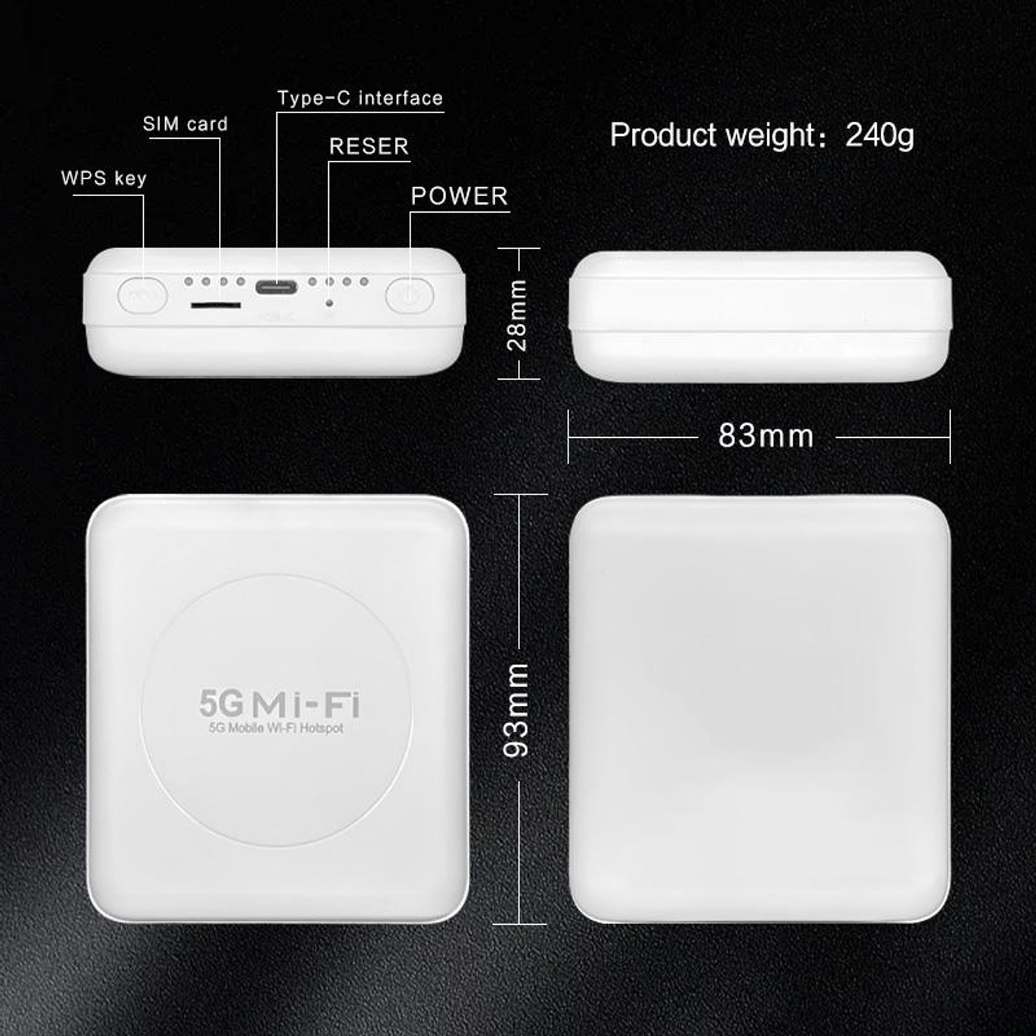 Image of AUSHA 5G WiFi Hotspot Wireless Dongle with 5G /4G LTE /3G All Sim Support Router 5 GHz, 2.4 GHz 2000 Mbps Wifi Speed Dual Band Internal Antenna MiFi (Sim Based)