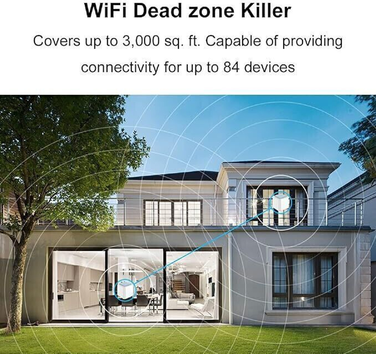 Image of WAVLINK HALO BASE PRO X2 MU-MIMU Gigabit AC 1200 Whole Home Mesh System Dual Band Mesh Router 2.4 GHz, 5 GHz 1200 Mbps Wifi Speed Dual Band Internal Antenna Ethernet (Cable Broadband)