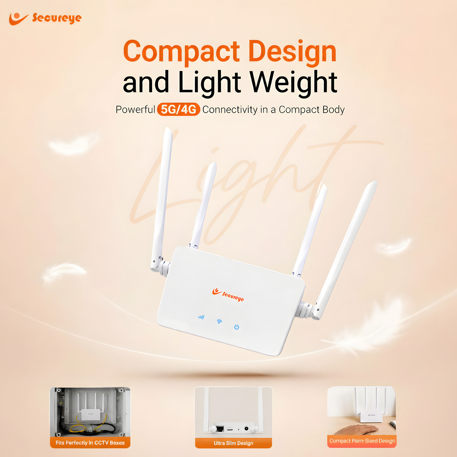 Image of SECUREYE N300 4G LTE Router 2.4 GHz 300 Mbps Wifi Speed Single Band External Antenna MiFi (Sim Based)