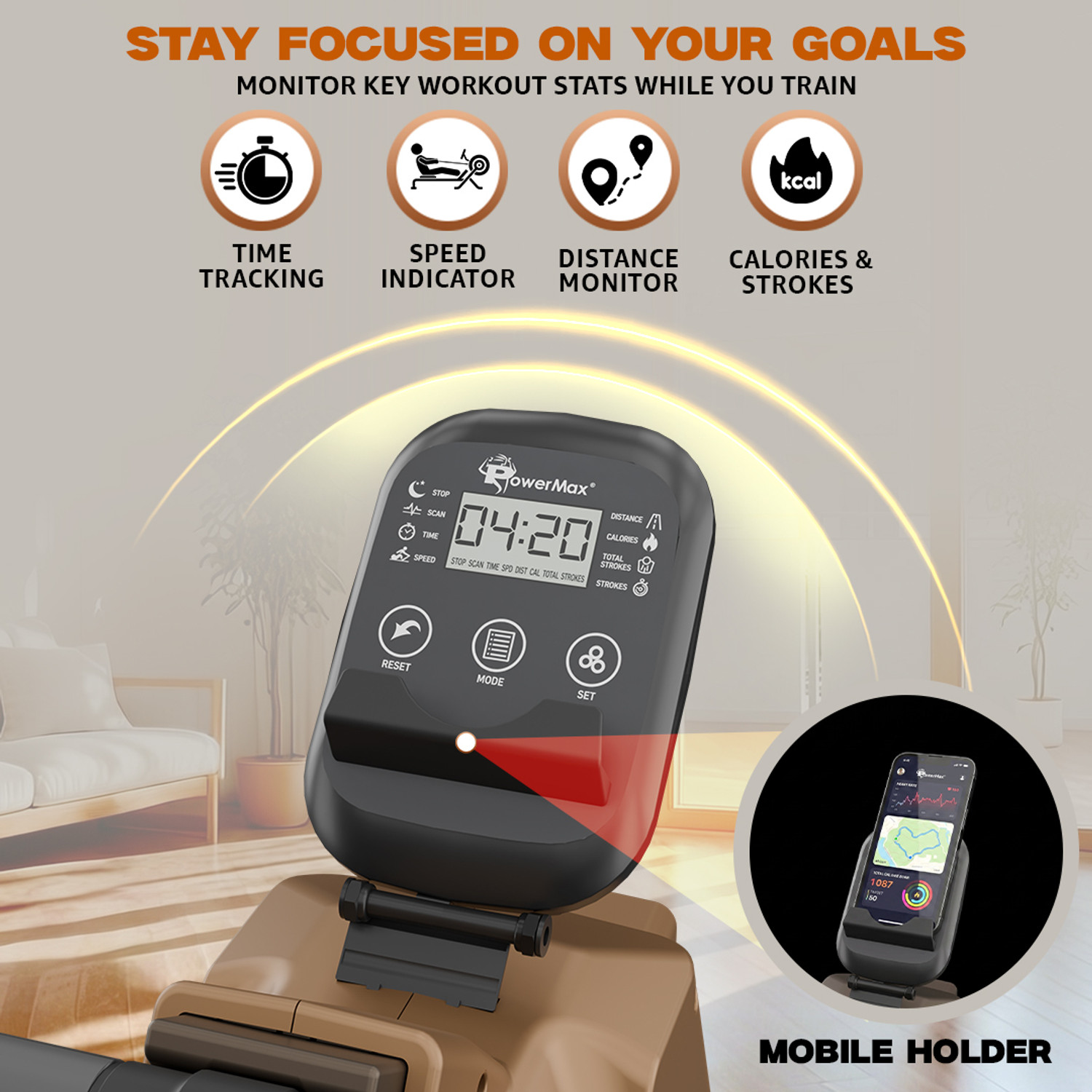 Image of Powermax Fitness RH-125 for Home Workout with 16-Level Magnetic Resistance & 4KG Flywheel Rowing Machine