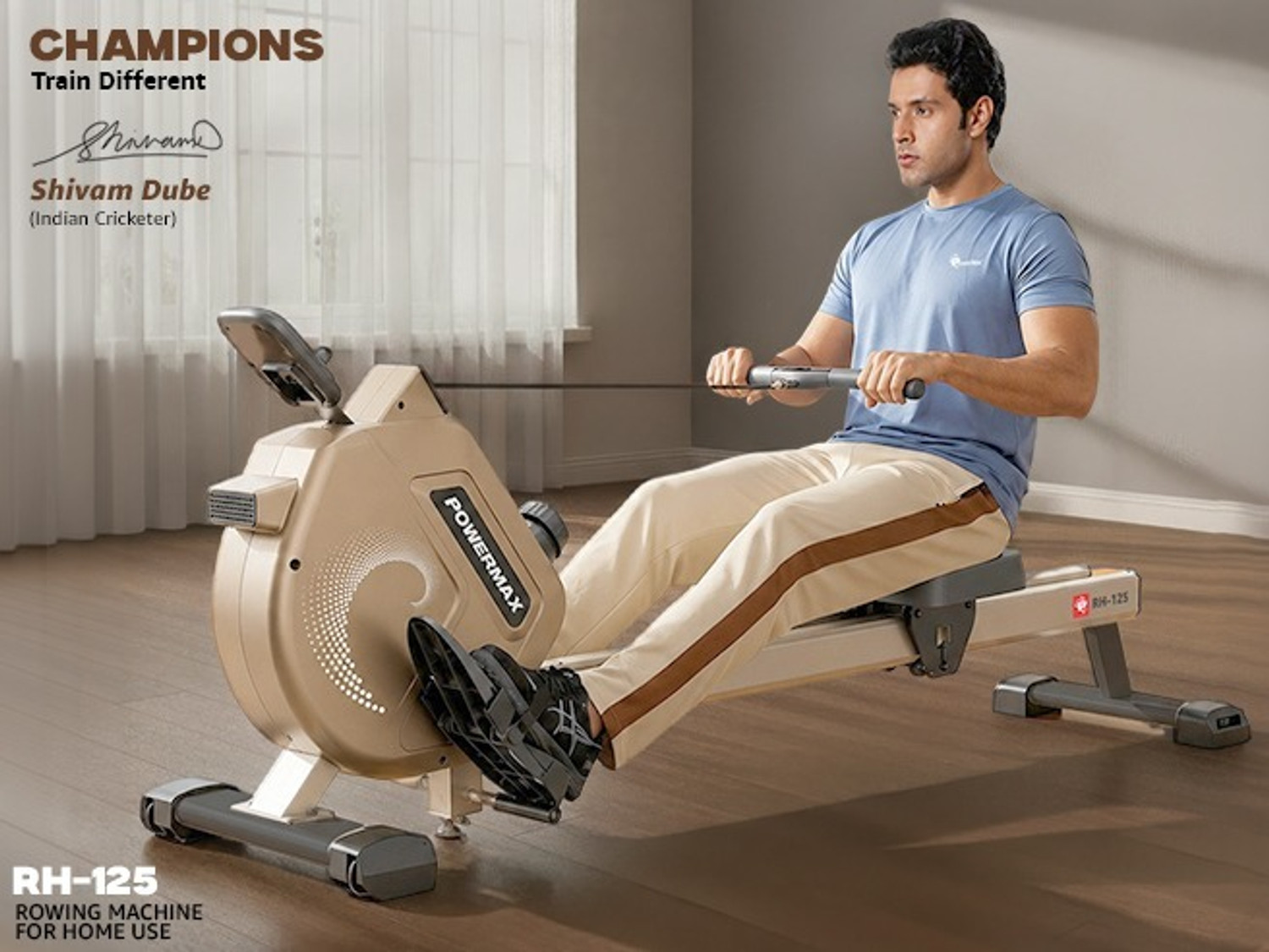 Image of Powermax Fitness RH-125 for Home Workout with 16-Level Magnetic Resistance & 4KG Flywheel Rowing Machine