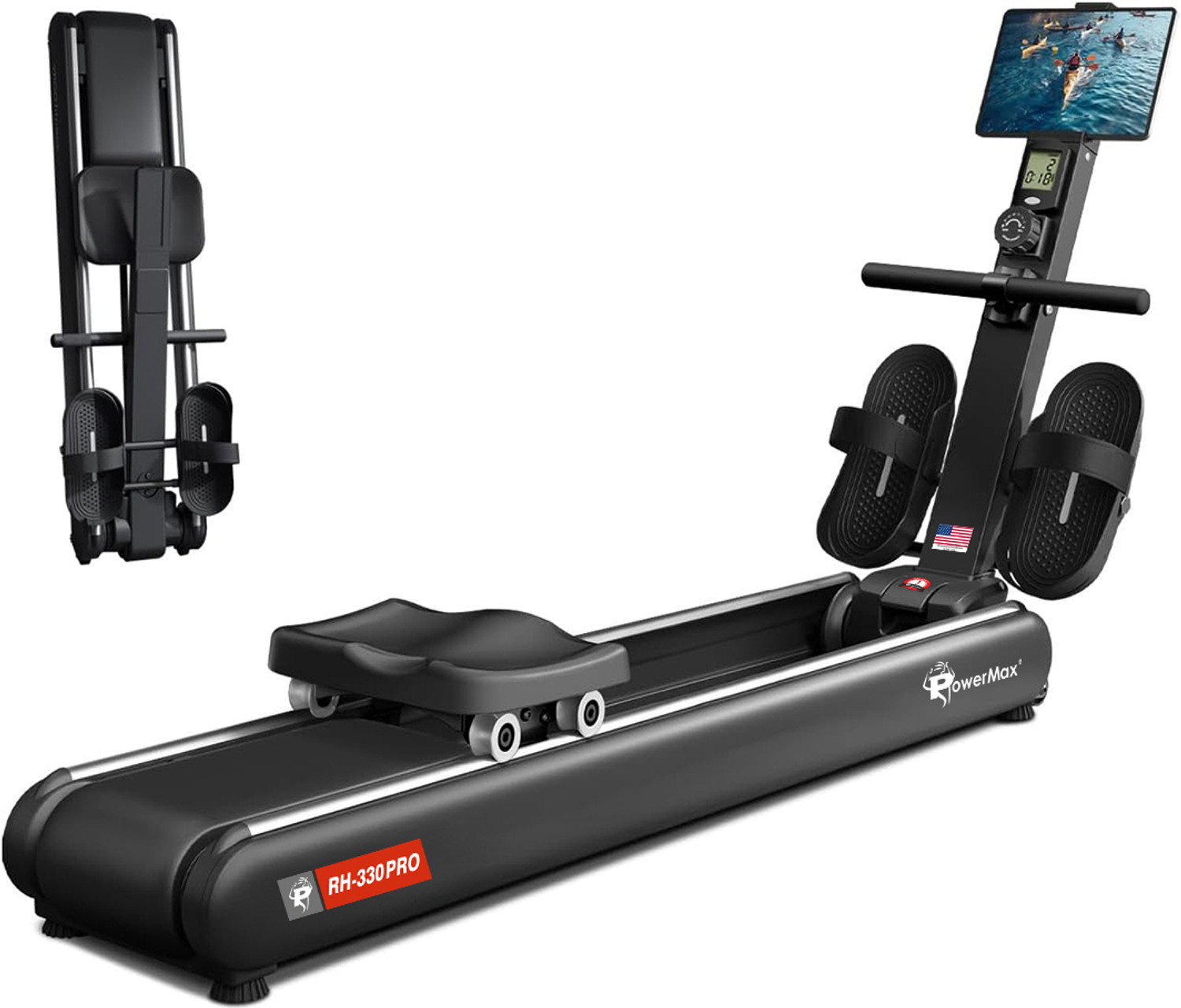 Image of Powermax Fitness RH-330PRO Premium Rower Cardio Equipment for Home-Gym, Bluetooth, 130kg max user Rowing Machine