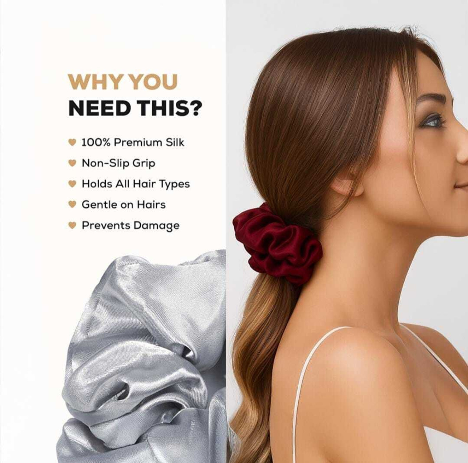 Image of IndusArt Luxury satin Silk Scrunchie Collection Pack of Six Rubber Band