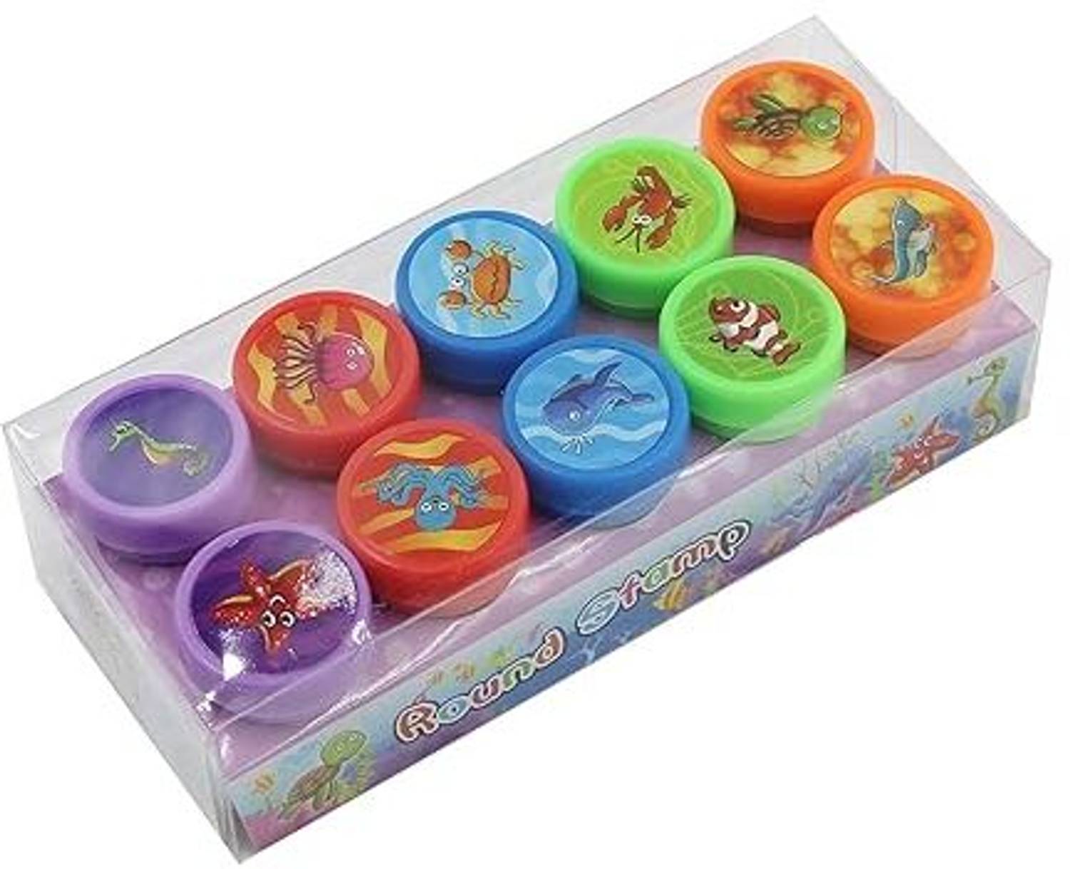 ALPHINE 10 PCS Cute Cartoon DIY Self-Ink Rubber Seal Stamps for Kids Self-Inking Stamps