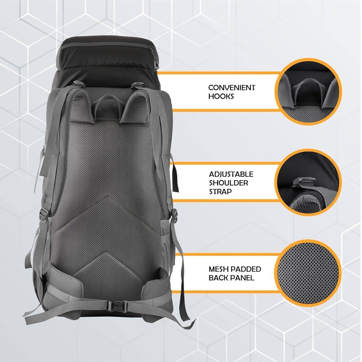 WROGN Trekking Bag 65L with Rain Cover - Image 3