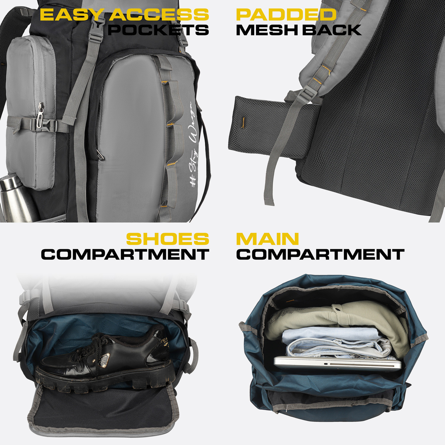 Image of WROGN Terra-Mapper 70L Trekking & Hiking Rucksack with Topographic Print Rucksack - 70 L