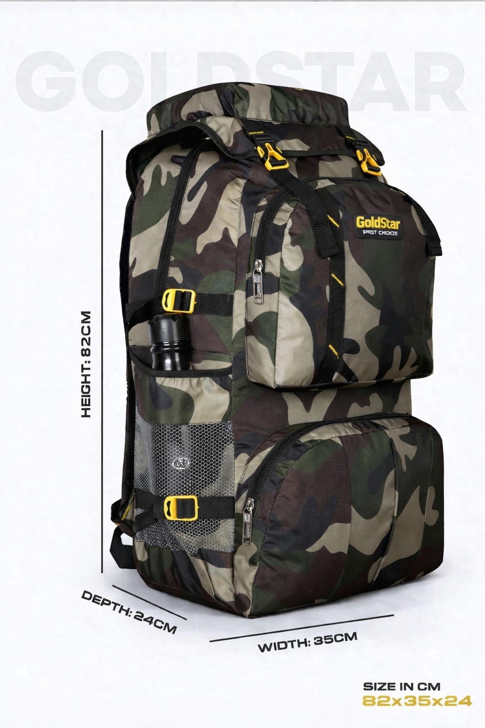 Image of Goldstar Goldstarbags MILITARY CAMP TRKKING BAGS WITH Climate proof Trail-Head Mountain Trekking & Hiking / Camping Backpack 60 Ltrs Rucksack bags with high quality product used in (MILITARY, Backpack) Rucksack - 60 L
