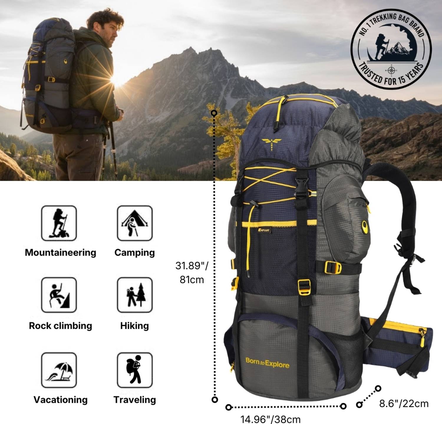 IMPULSE 75L Men's Travel Backpack - Image 3