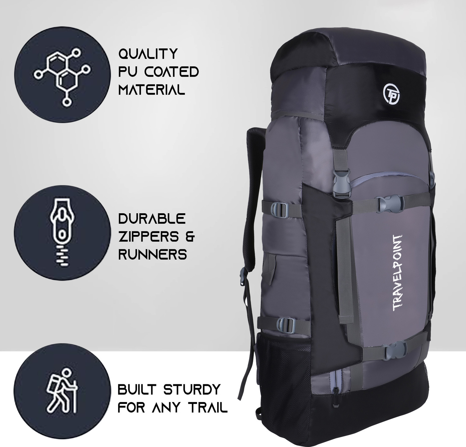 Image of TRAVEL POINT WATERPROOF TREKKING BAG HIKKING BACKPACK FOR TRAVEL & OUTDOOR Rucksack - 60 L