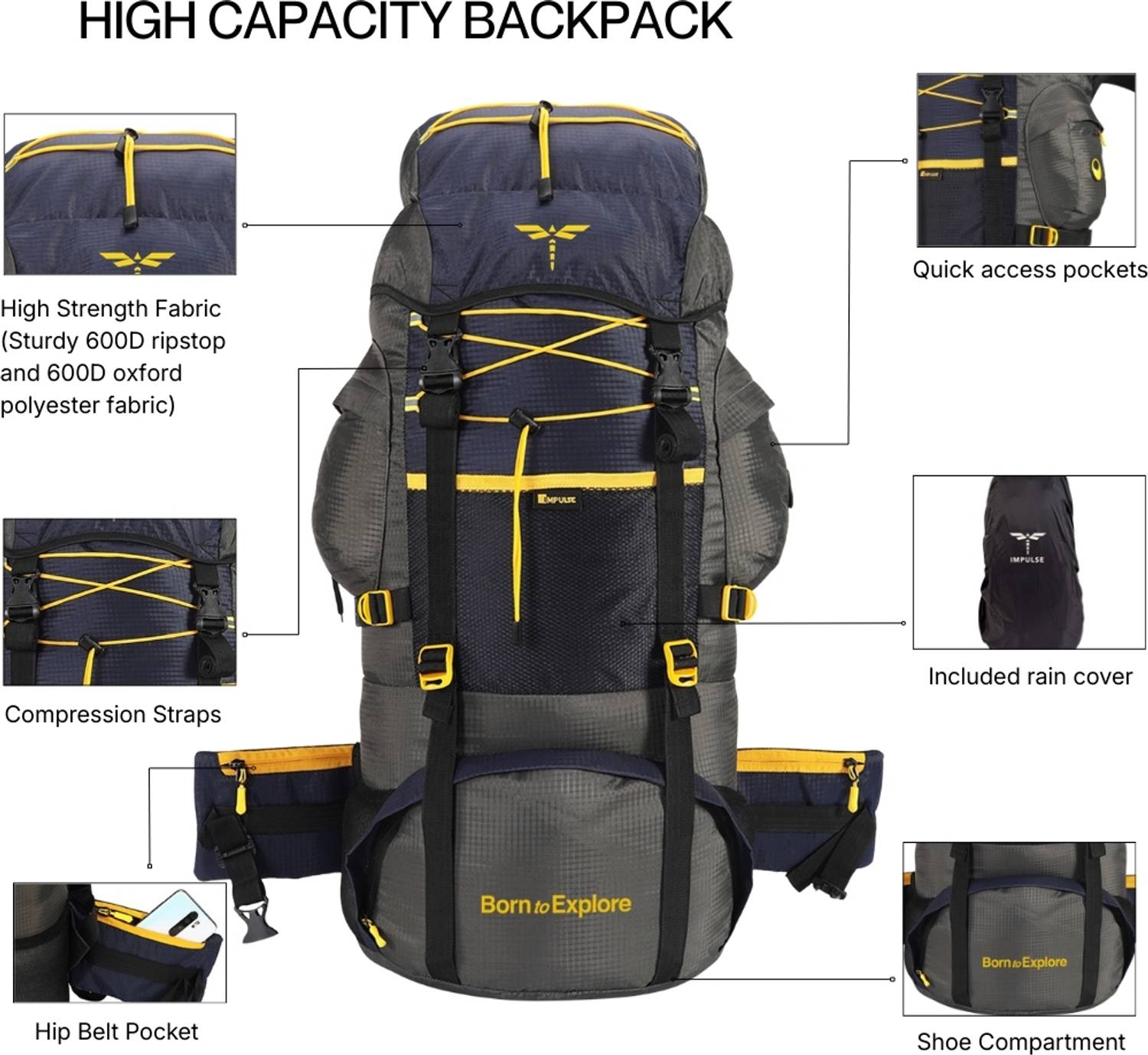 IMPULSE 75L Men's Travel Backpack - Image 4