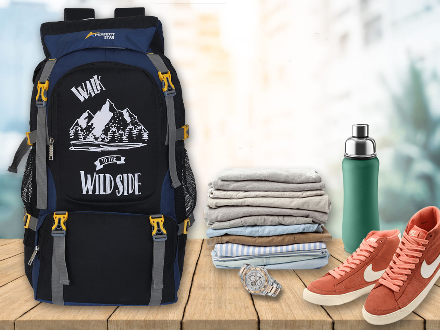 Image of PERFECT STAR (Expandable) PERFECT STAR NEW STYLE RUCKSACK BAG 75L Duffel Without Wheels