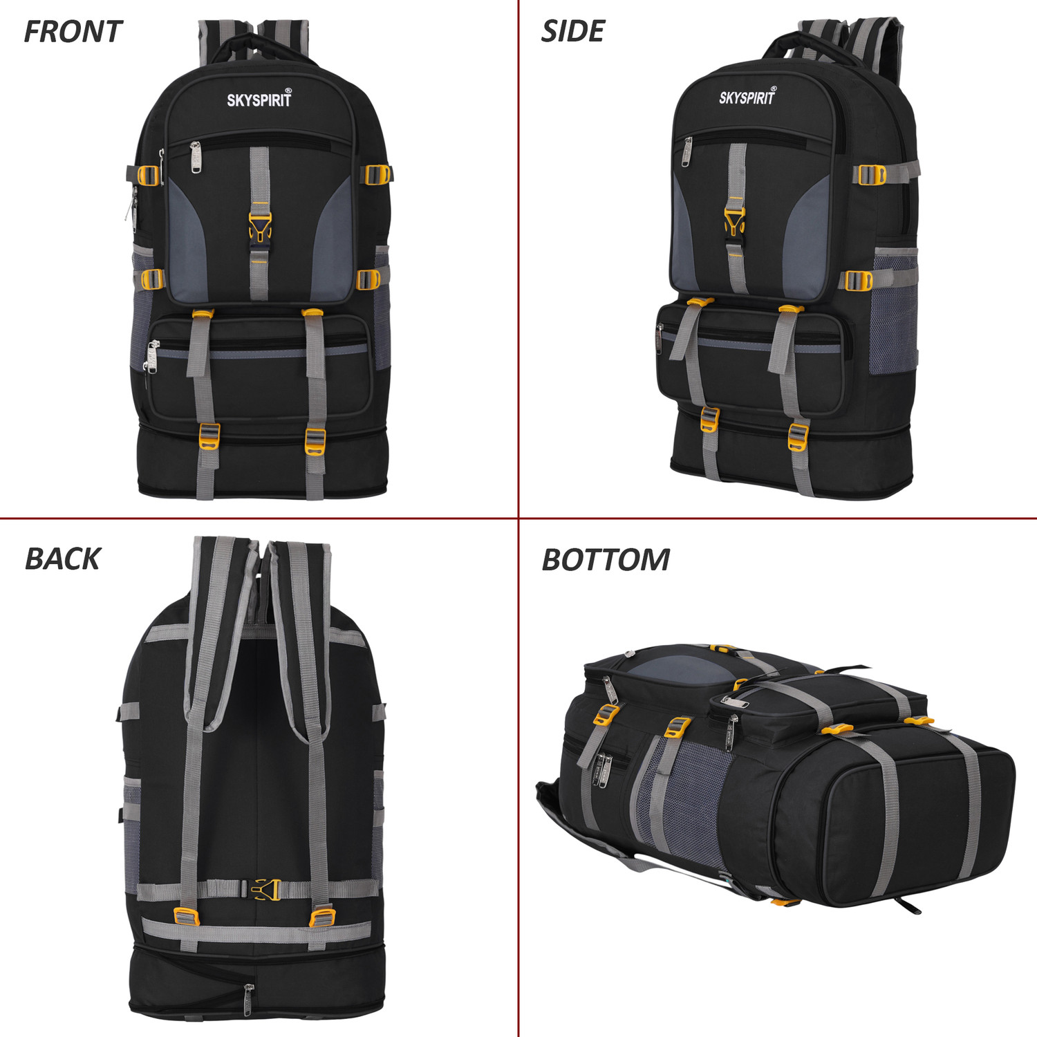 Image of sky spirit Large Backpack for Travel, Hiking & Outdoor with Shoe Compartment 65 L Backpack