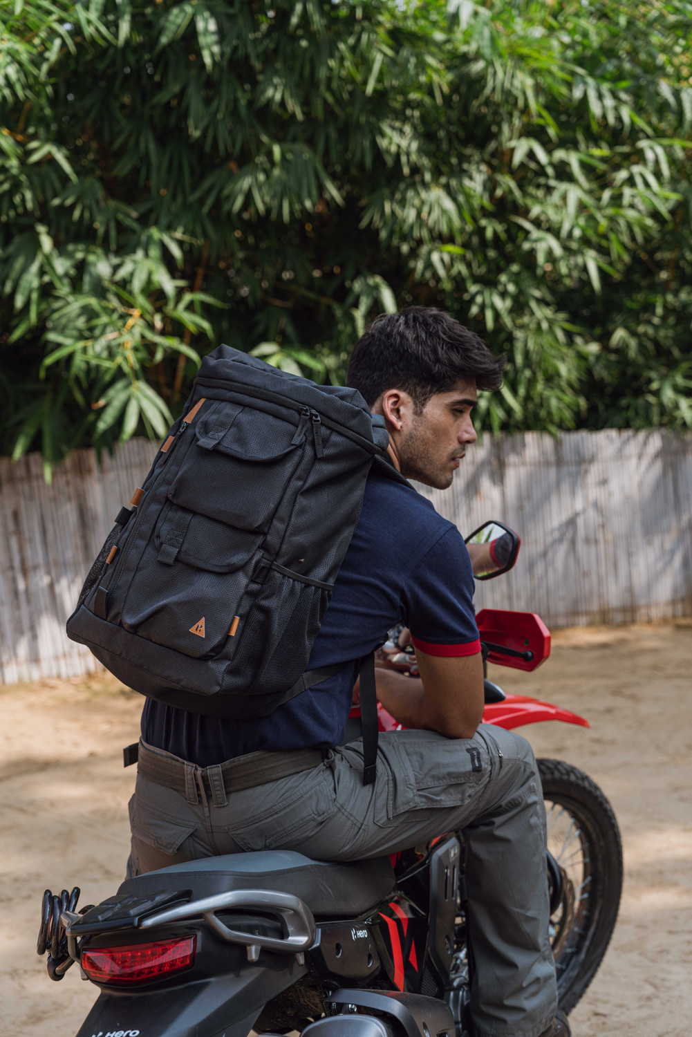 Image of Hero Motocorp Men's Travel Bag | for Travel, Outdoor and Adventures- Black Rucksack - 20 L