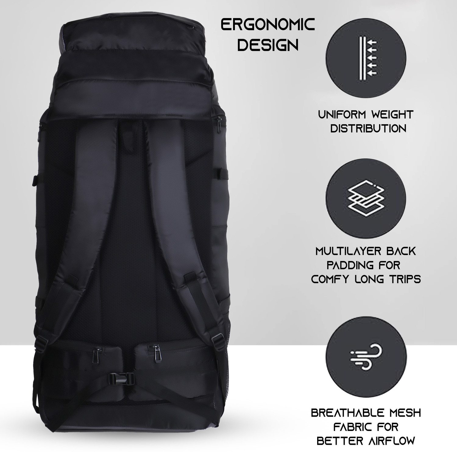 Image of TRAVEL POINT WATERPROOF TREKKING BAG HIKKING BACKPACK FOR TRAVEL & OUTDOOR Rucksack - 65 L