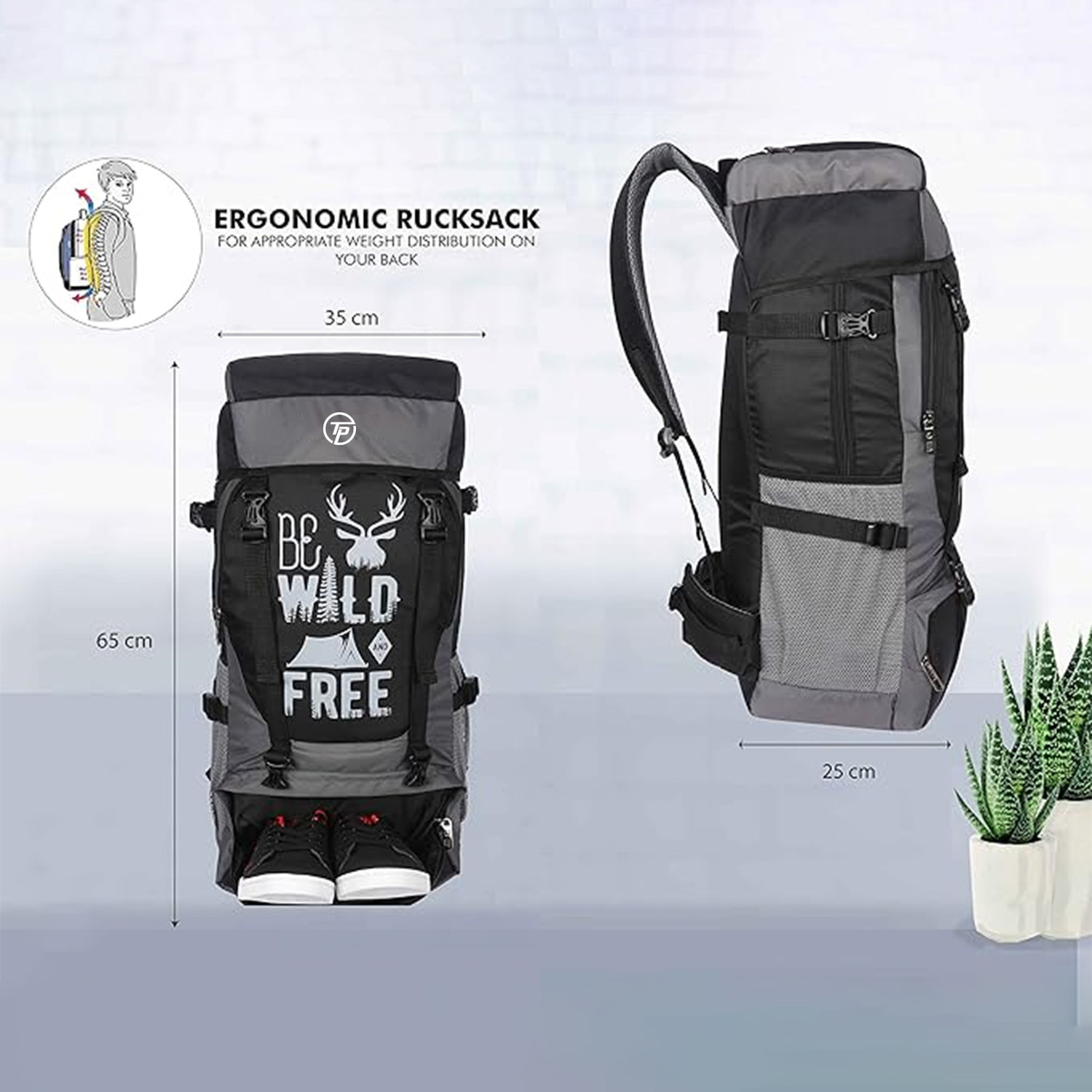 Image of TRAVEL POINT WATERPROOF TREKKING BAG HIKKING BACKPACK FOR TRAVEL & OUTDOOR Rucksack - 55 L