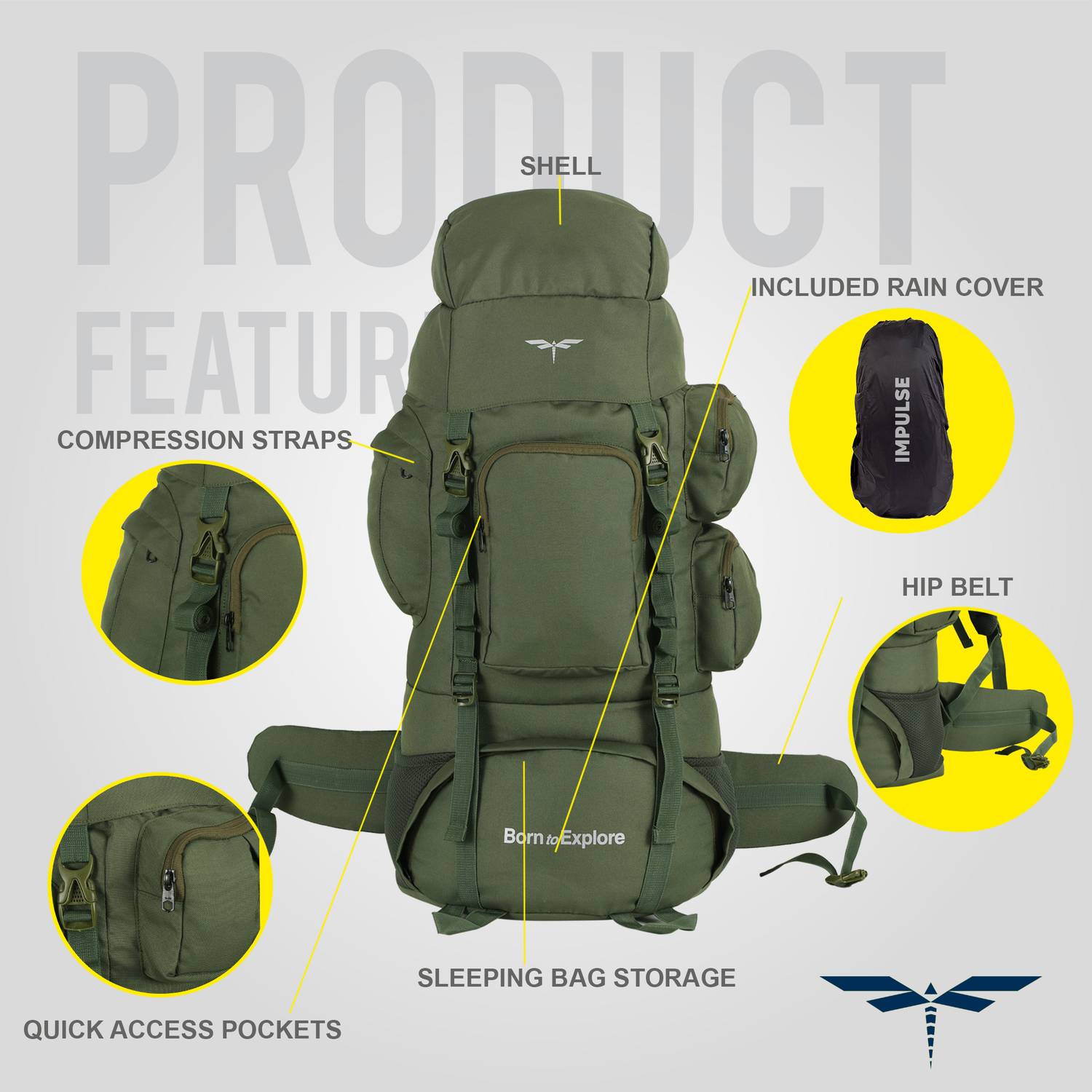 IMPULSE 75L Rucksack for Travel, Hiking, Trekking - Image 3