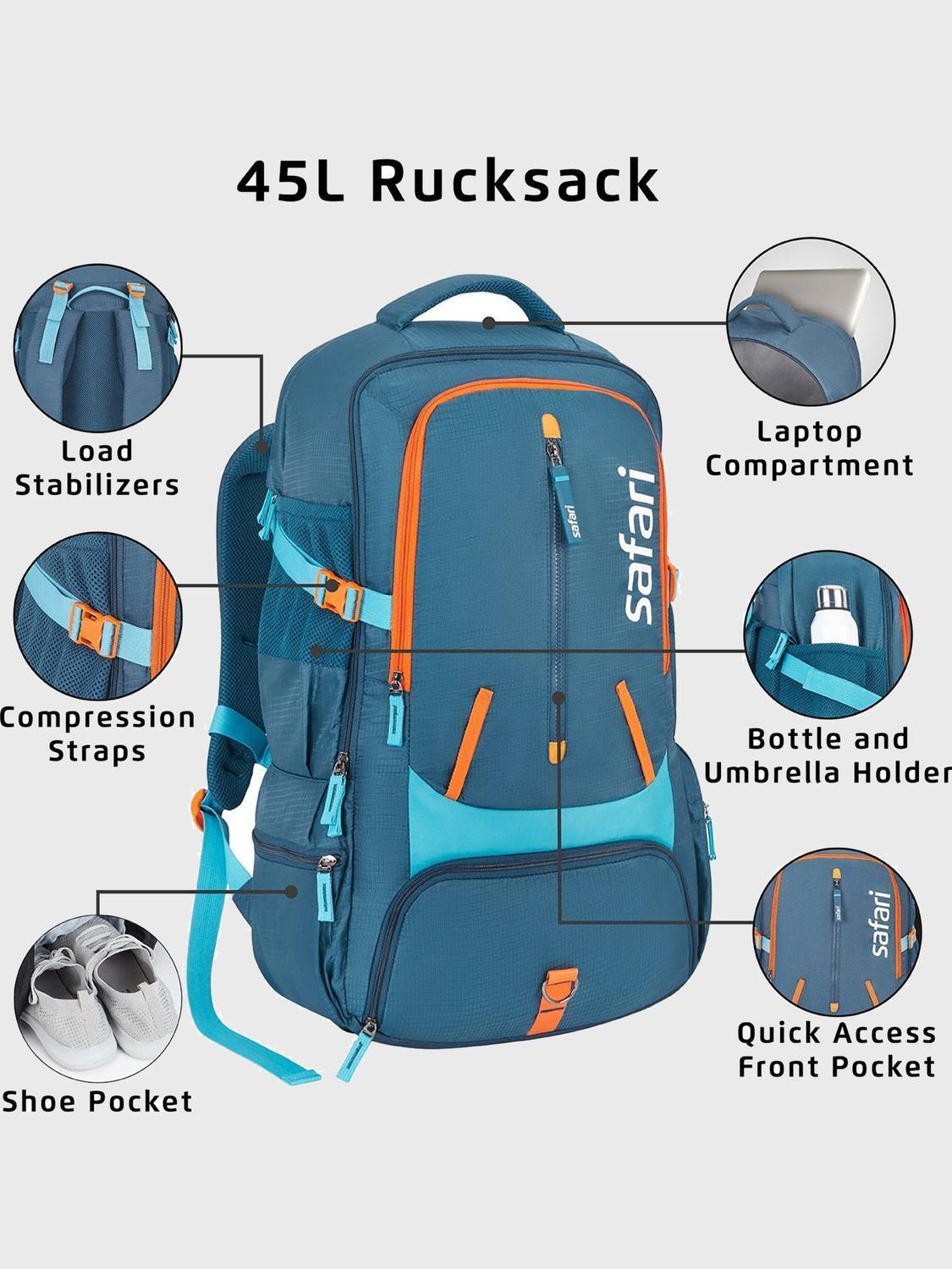 SAFARI ANTIC RS Rucksack 45L Blue - Image 3
