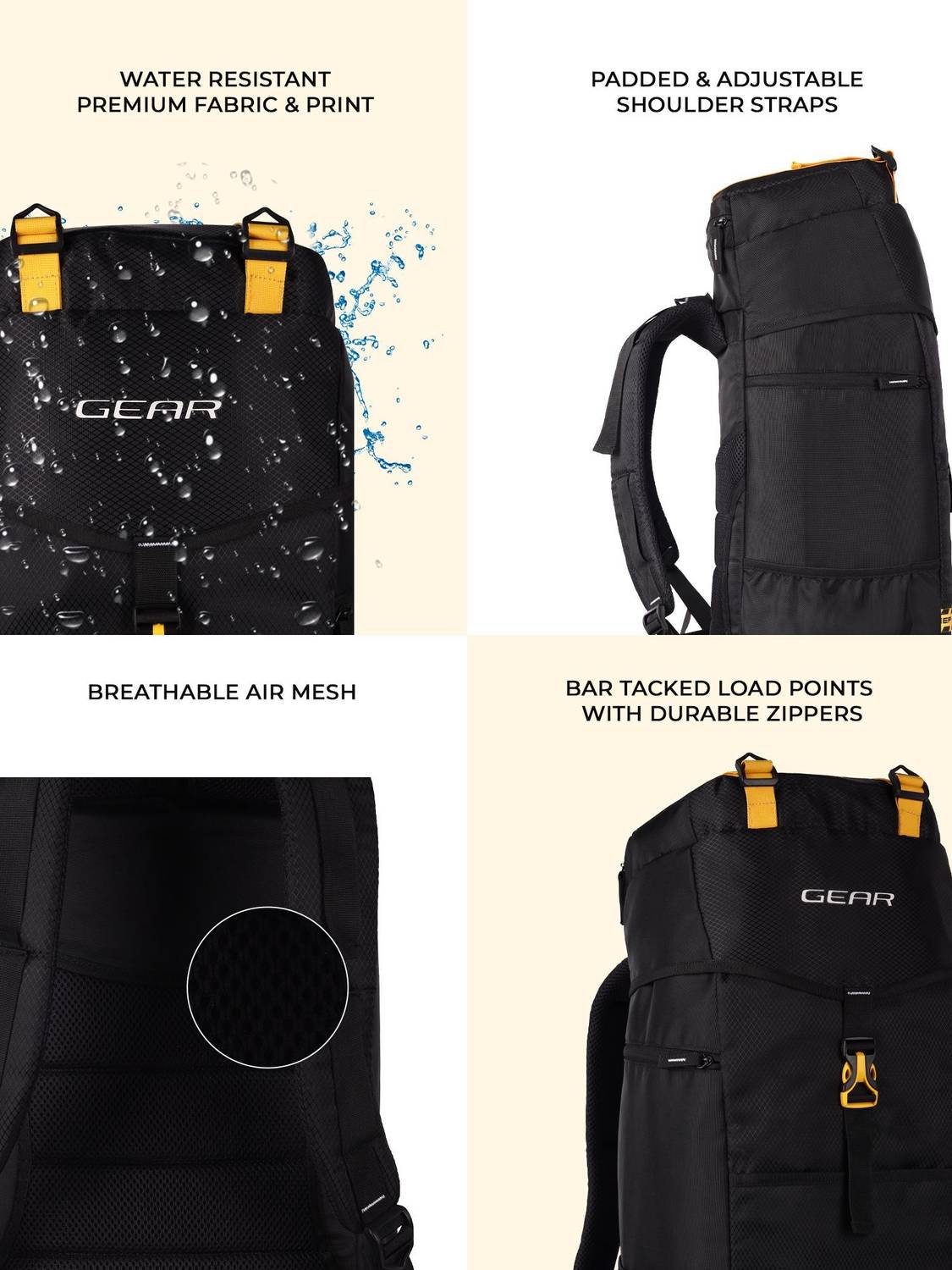 Gear Outdoor Rucksack 50L Black - Image 5