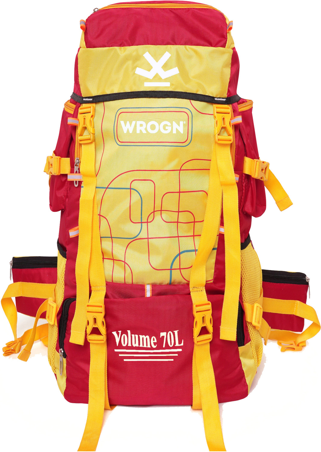 Image of WROGN Travel Bag For Men Tourist Hiking Trekking with Rain Cover & Shoe Compartment Rucksack - 70 L