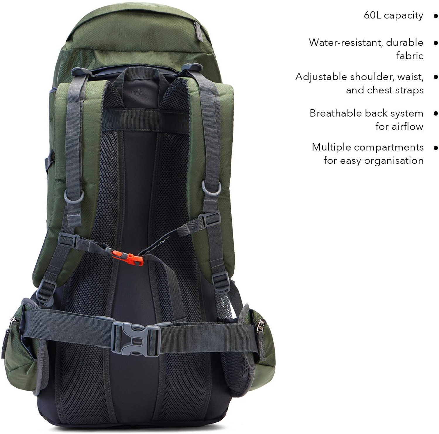 Image of BOLDFIT Summit Pro pro 60L Trekking travel Bag with raincover & shoe compartment RKSP60 Rucksack - 60 L