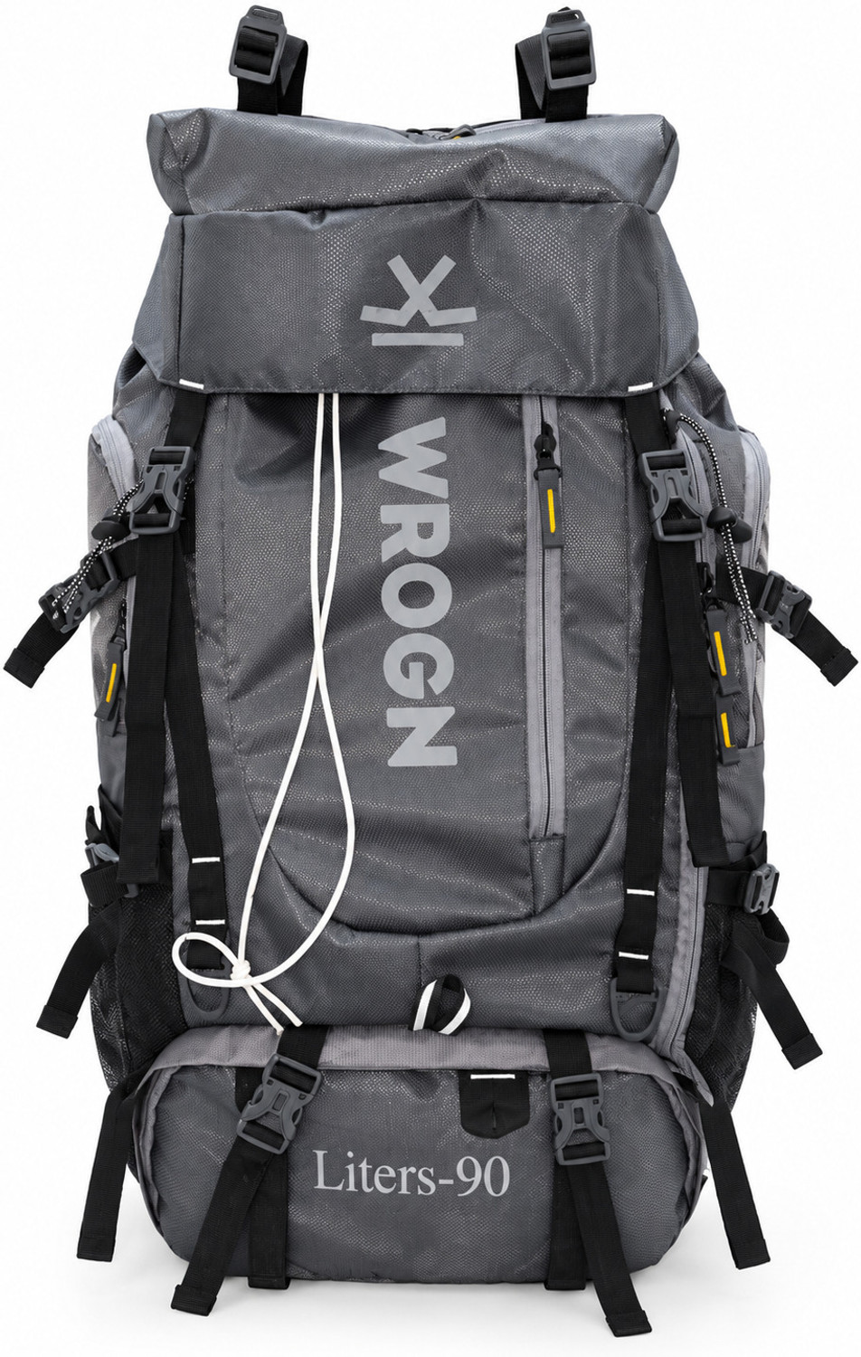 Image of WROGN 90L Trekking Backpack for Men & Women, Large Hiking Travel Rucksack, Grey Rucksack - 90 L (Grey)
