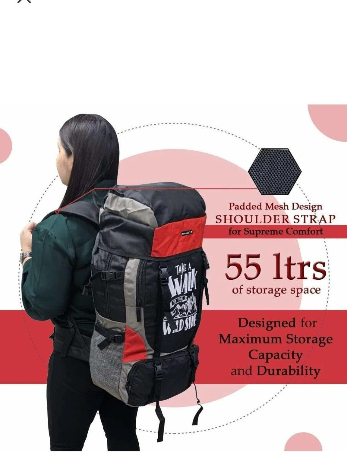 Image of TORRENTO 60 L Polyester Travel Outdoor Camping Tracking Hacking Luggage Bags, Mountain Trekking Rucksack Backpacks For Men And Women Hiking Luggage Rucksack - 65 L