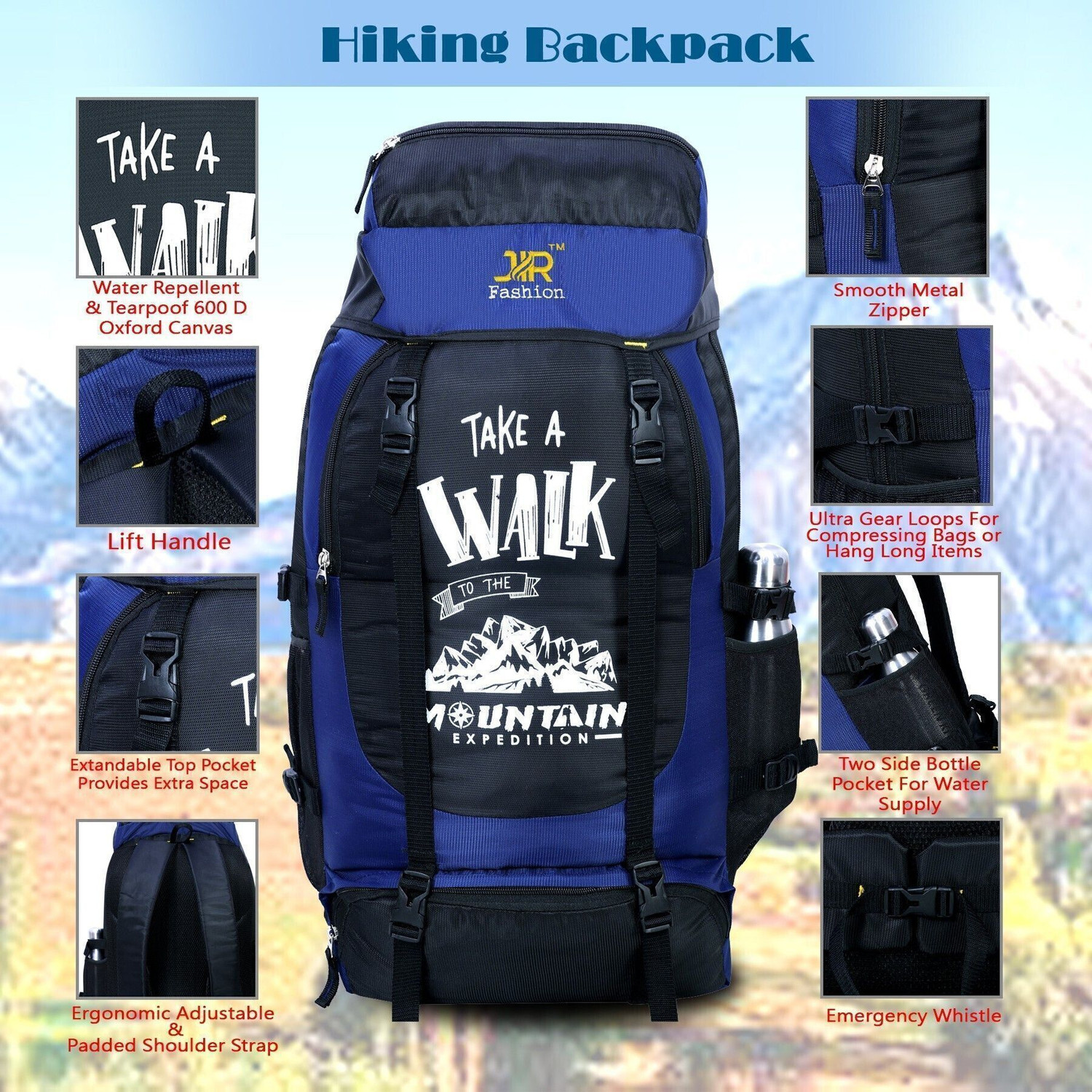 Image of JIRFASHION Mountain Rucksacksbag Hiking Trekking Camping Bag Travel Backpack Rucksack -70 L Rucksack - 60 L