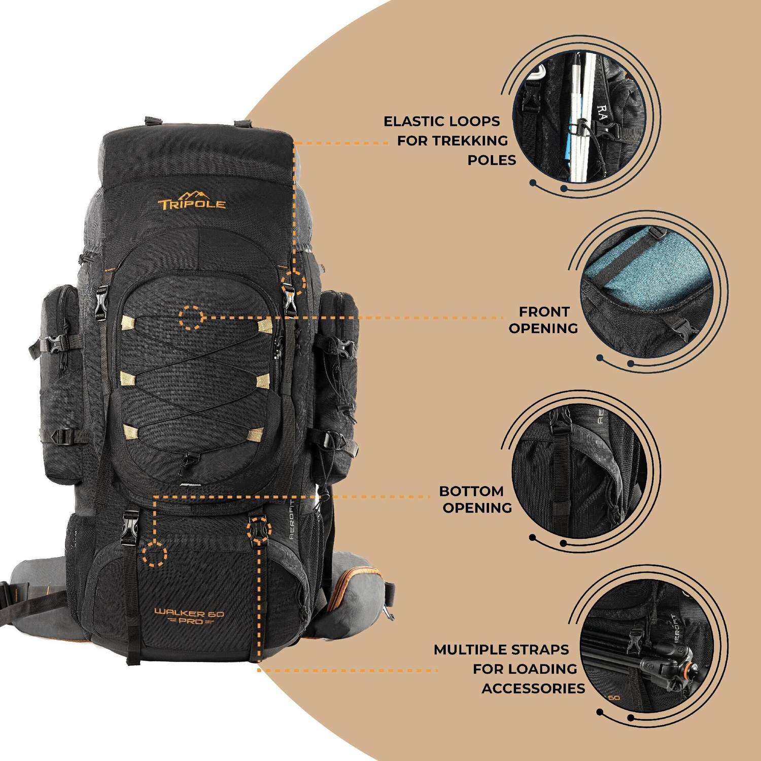 Tripole Walker Pro 60L Trekking Rucksack - Image 2