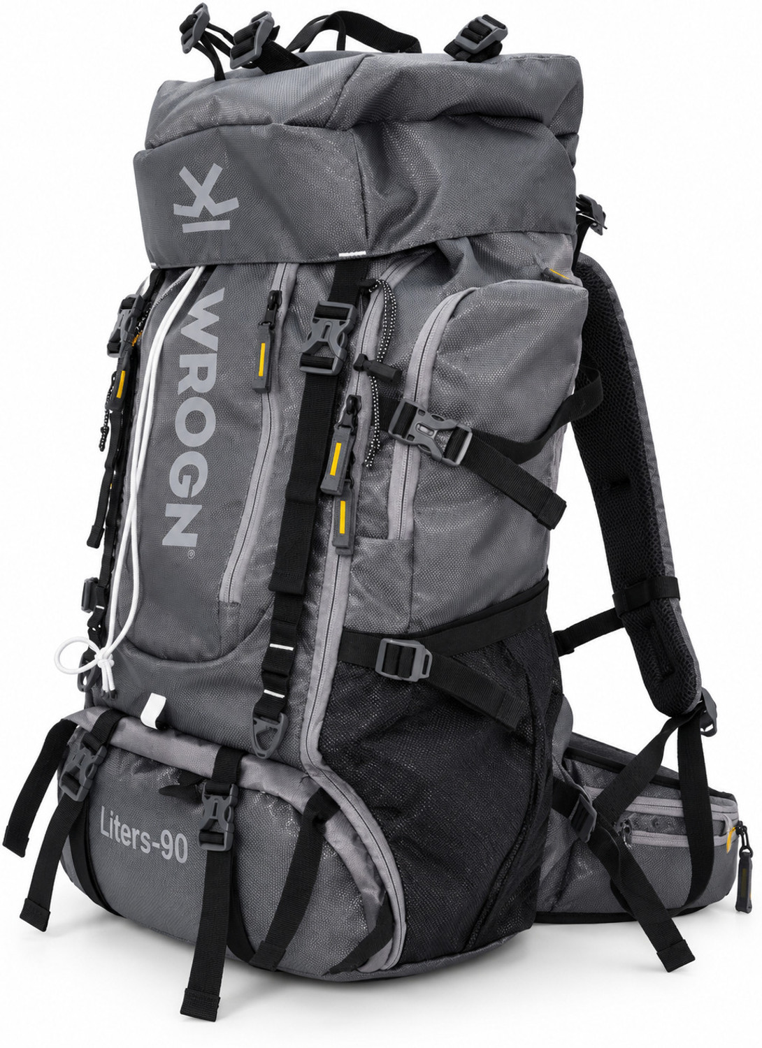 Image of WROGN 90L Trekking Backpack for Men & Women, Large Hiking Travel Rucksack, Grey Rucksack - 90 L (Grey)