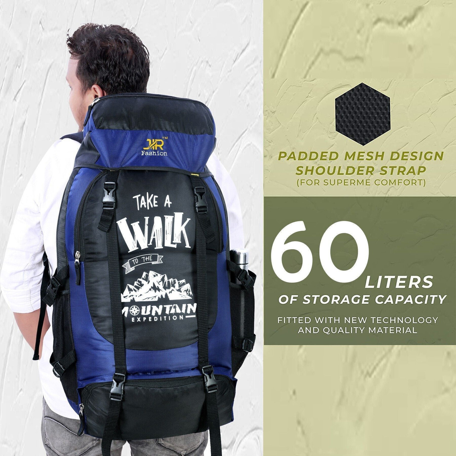 Image of JIRFASHION Mountain Rucksacksbag Hiking Trekking Camping Bag Travel Backpack Rucksack -70 L Rucksack - 60 L