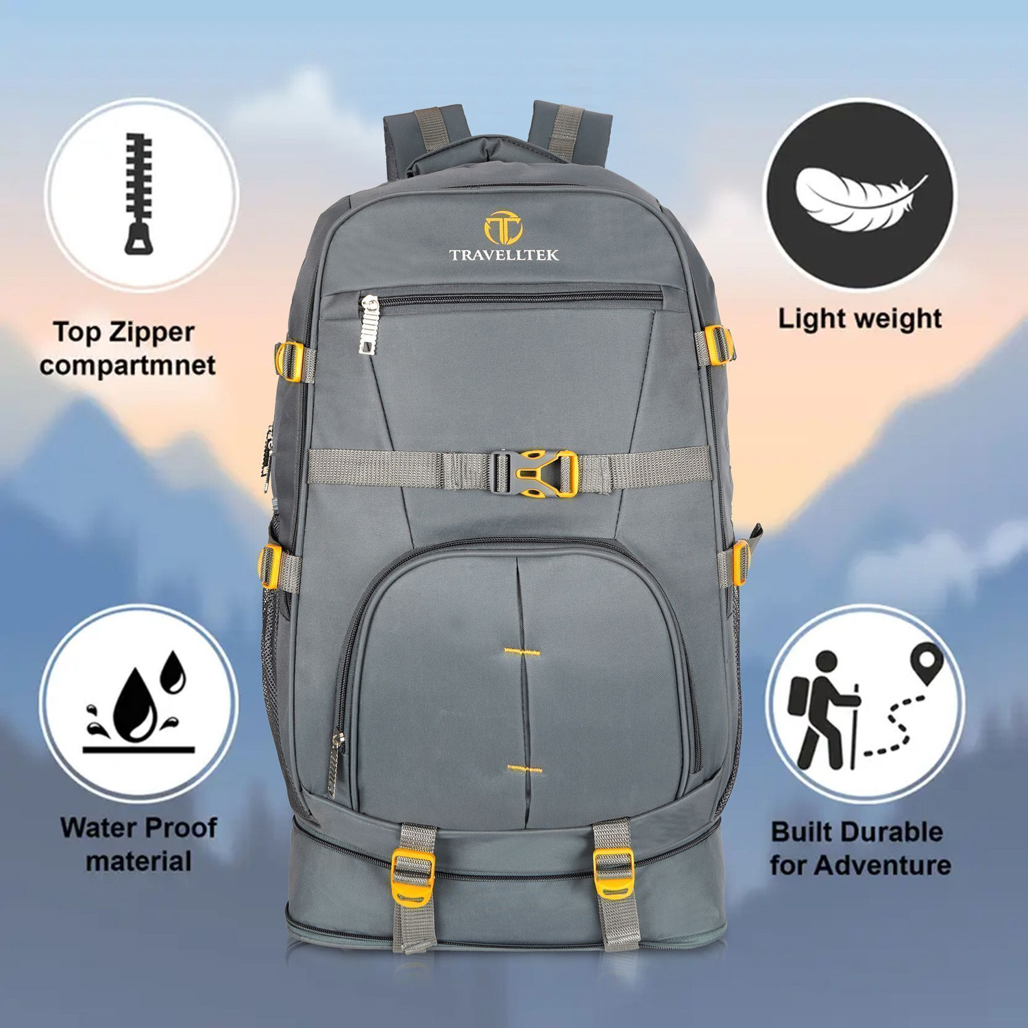 Image of Travelltekk Trekking & Travel Backpack for Men and Women Rucksack - 65 L