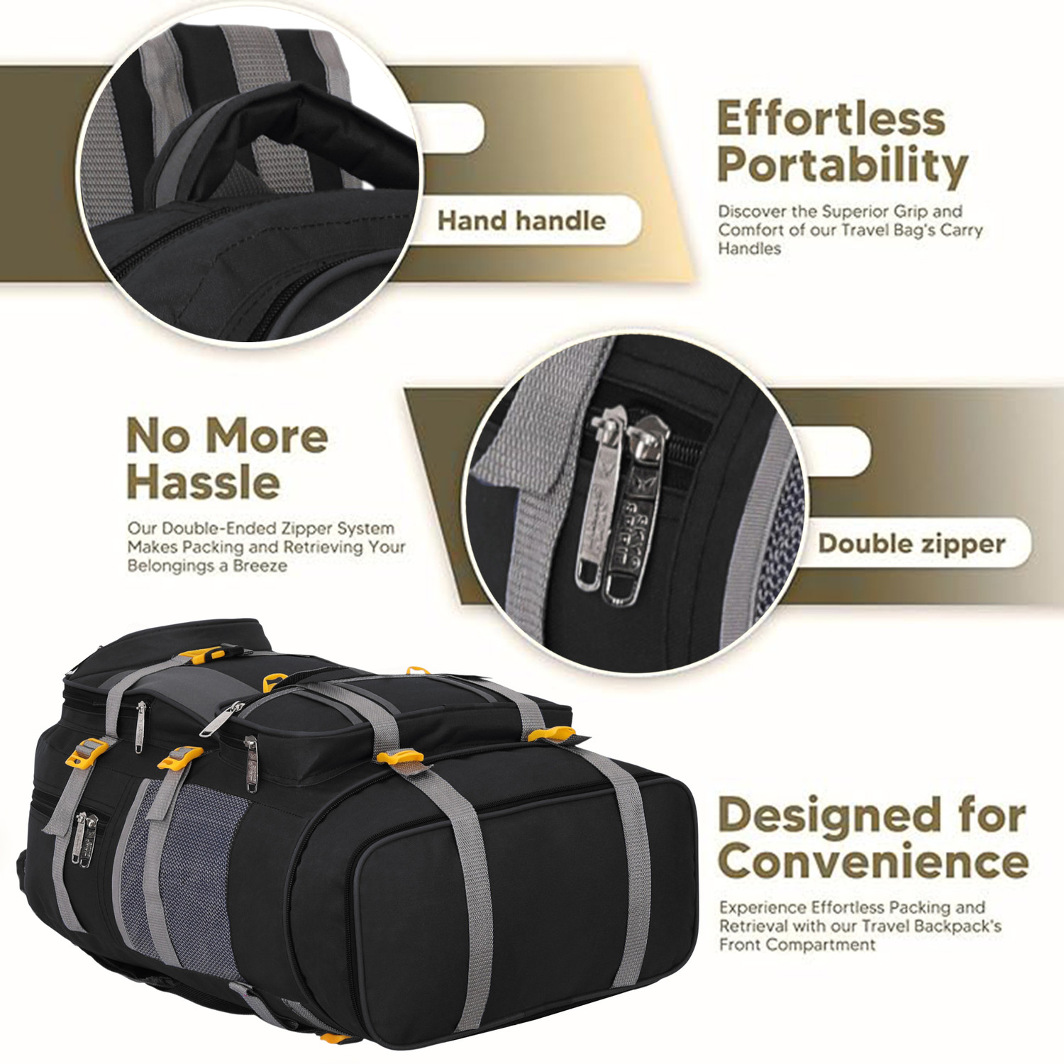 Image of sky spirit Expandable Travel Rucksack Backpack with Multiple Pockets | Trekking Hiking Bag Rucksack - 90 L