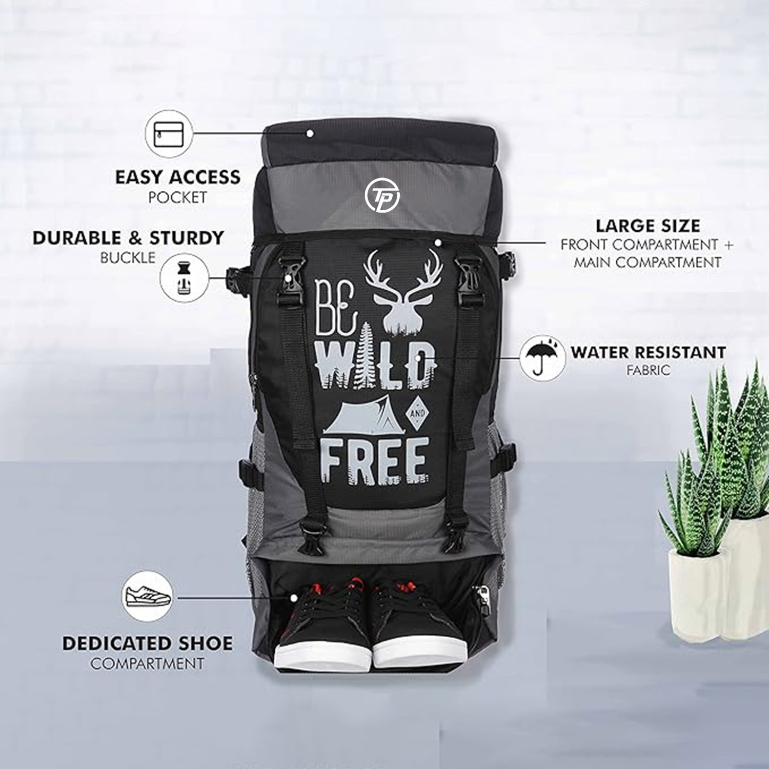 Image of TRAVEL POINT WATERPROOF TREKKING BAG HIKKING BACKPACK FOR TRAVEL & OUTDOOR Rucksack - 55 L