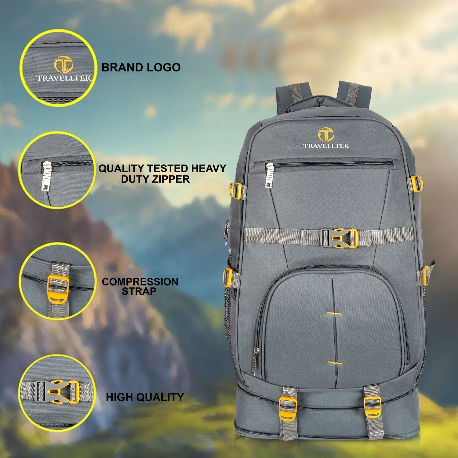 Image of Travelltekk Trekking & Travel Backpack for Men and Women Rucksack - 65 L