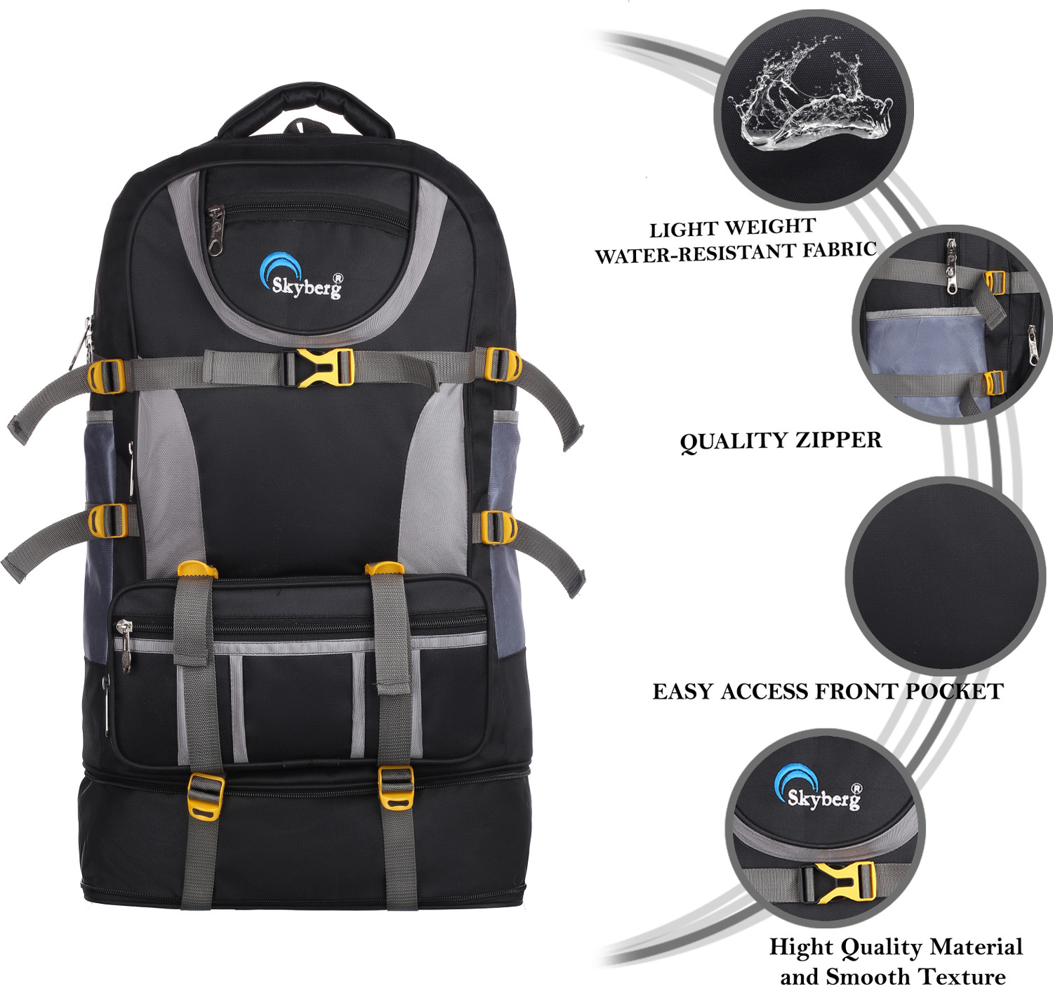 Image of Skyberg 60L Rucksack & 30L Backpack Combo for Travel, Hiking, and Daily Use (Unisex) Rucksack - 60 L