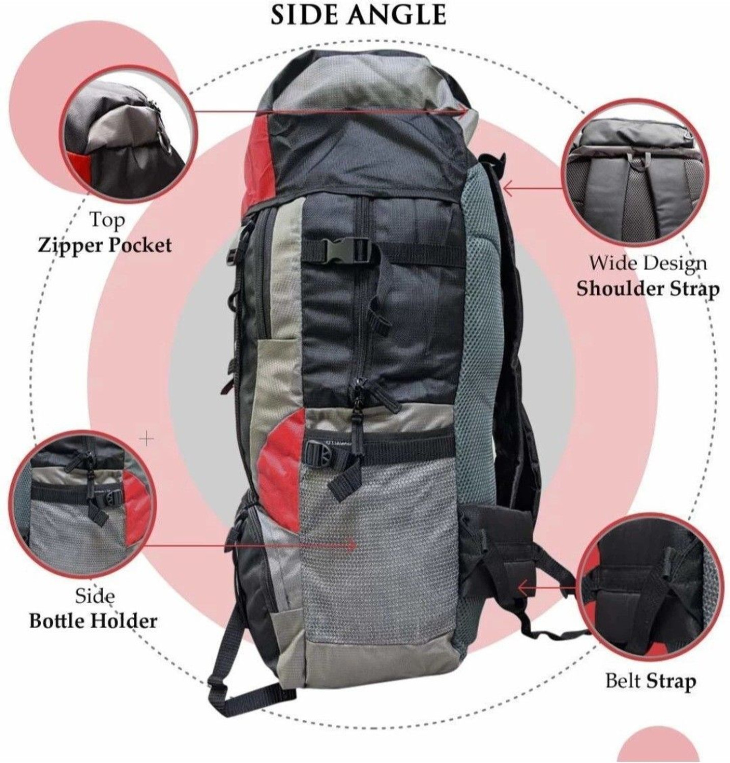 Image of TORRENTO 60 L Polyester Travel Outdoor Camping Tracking Hacking Luggage Bags, Mountain Trekking Rucksack Backpacks For Men And Women Hiking Luggage Rucksack - 65 L