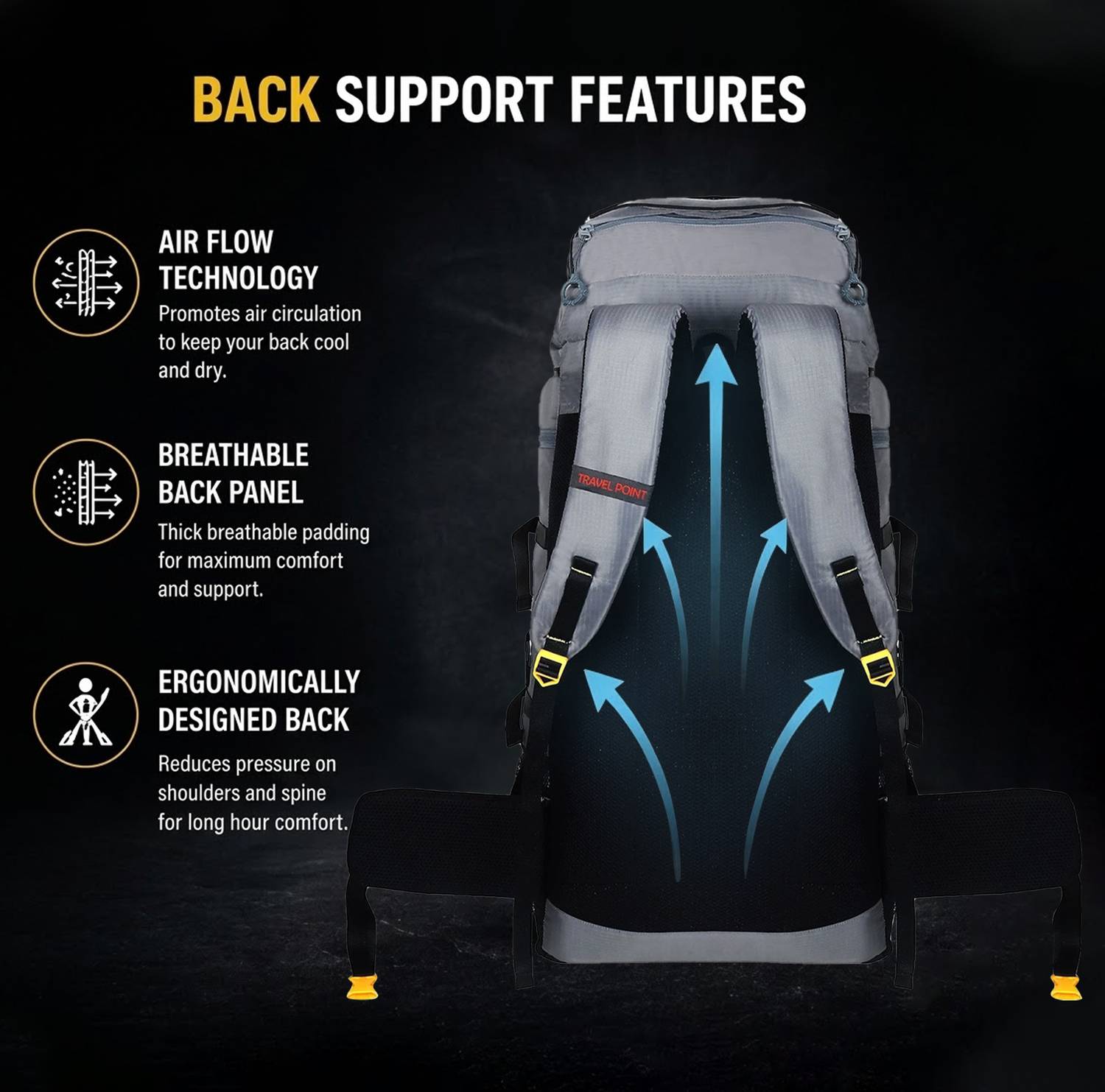 Travel Point 60L Waterproof Trekking Bag - Image 4