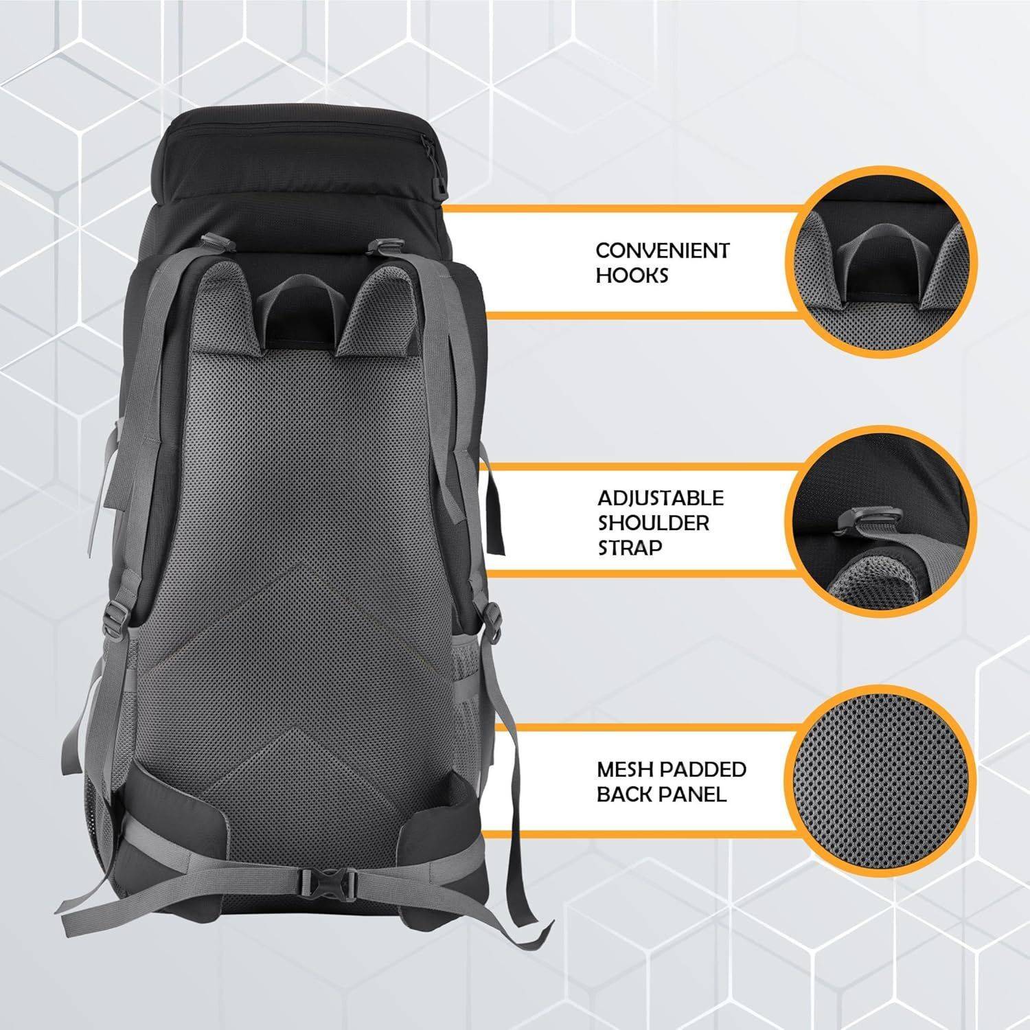 WROGN Trekking Bag 65L with Rain Cover - Image 3