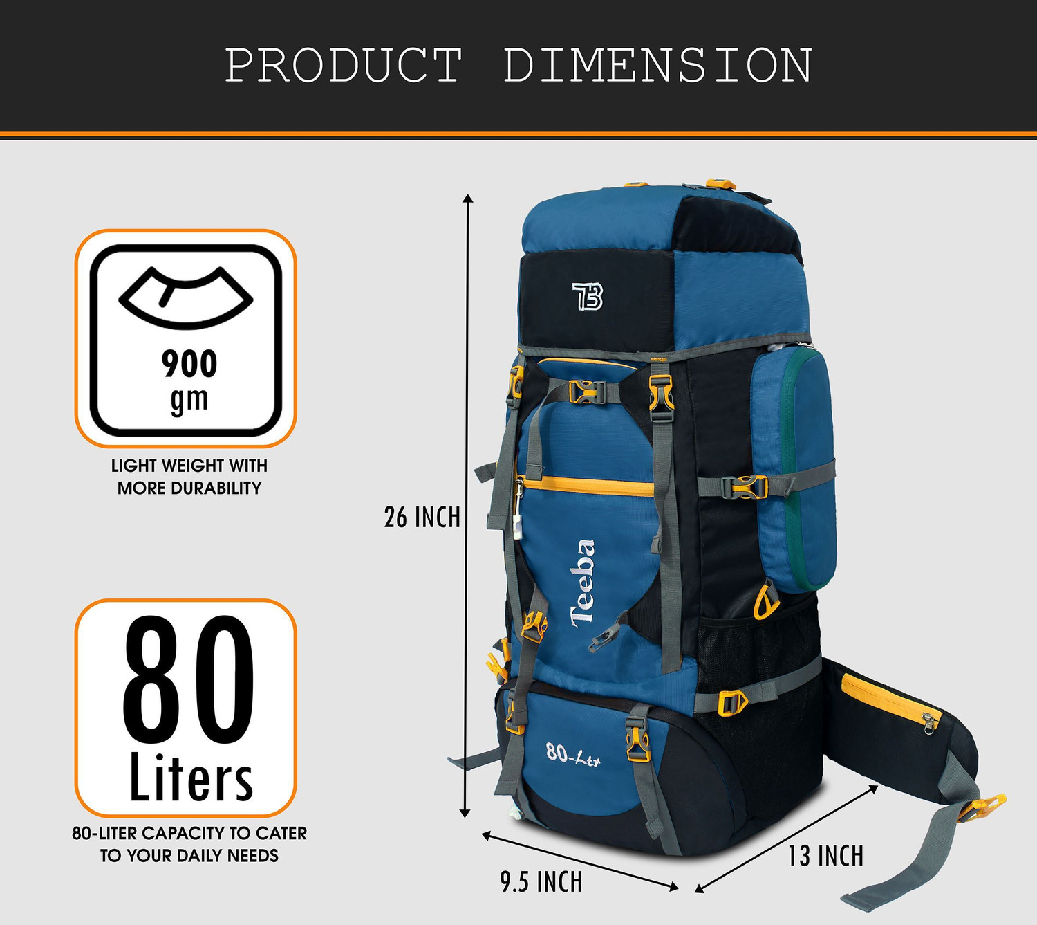 Image of Zikki Waterproof Trekking Hiking Camping Outdoor Camp Luggage Bag Tour Travel Backpack Rucksack - 80 L