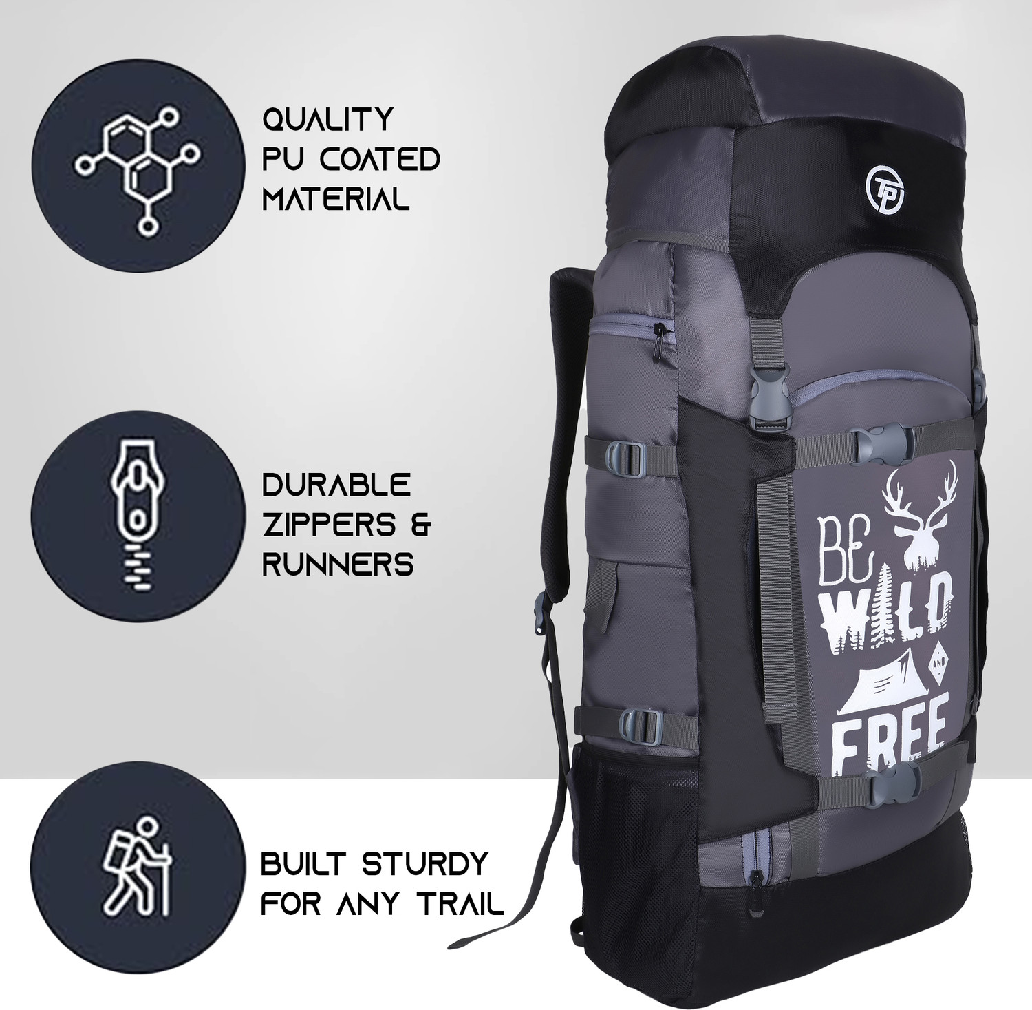 Image of TRAVEL POINT WATERPROOF TREKKING BAG HIKKING BACKPACK FOR TRAVEL & OUTDOOR Rucksack - 65 L