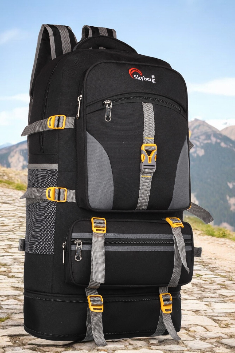 Image of Skyberg 60 Litres Curve Water Resistant Rucksack For Hiking Trekking And Travel - Unisex Rucksack - 60 L