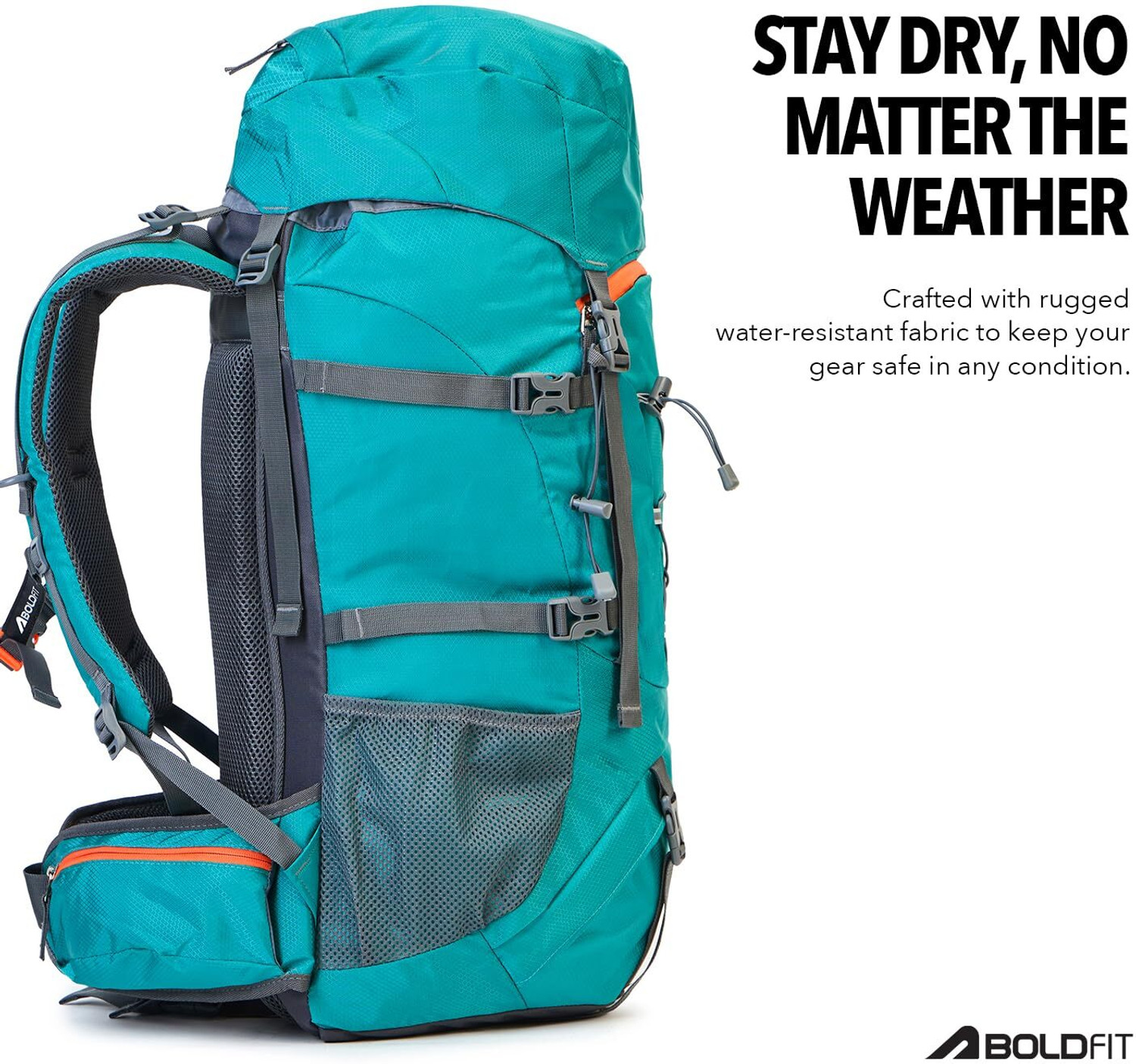 Image of BOLDFIT Summit Pro pro 60L Trekking travel Bag with raincover & shoe compartment RKSP60 Rucksack - 60 L
