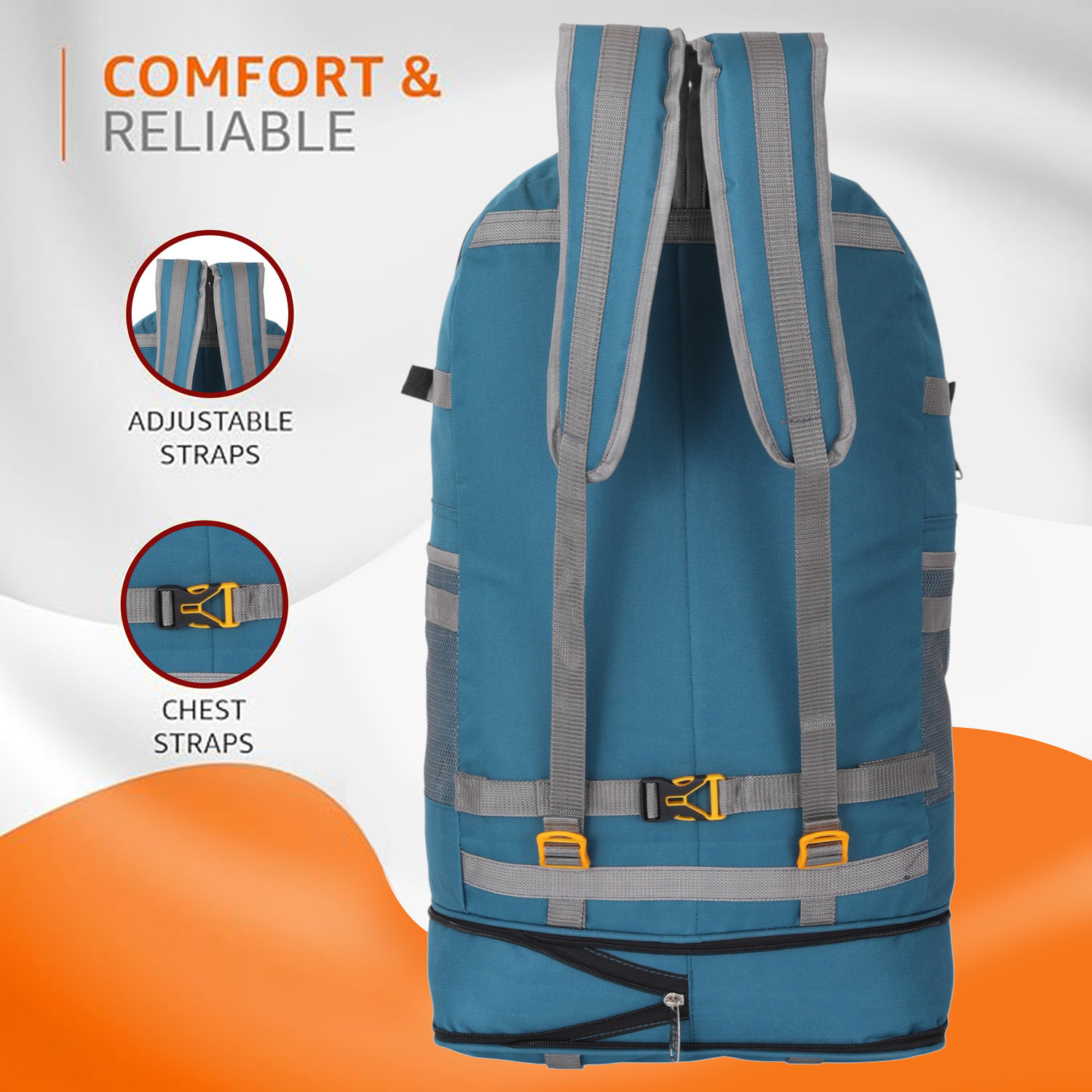 Image of sky spirit Outdoor Travel Bag Combo | Rucksack + Duffle with Wheels Pack Of 2 Rucksack - 70 L