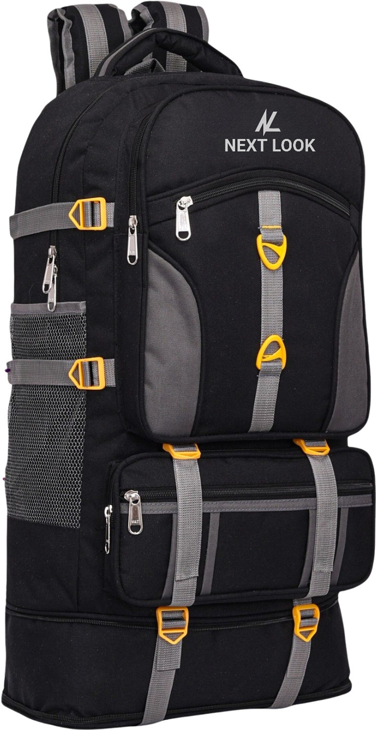 Image of Next Look Travel Bag Men 80 LTR Rucksack Travel Backpack Bag for Trekking, Hiking Duo Clip Rucksack - 80 L (Black, Grey)
