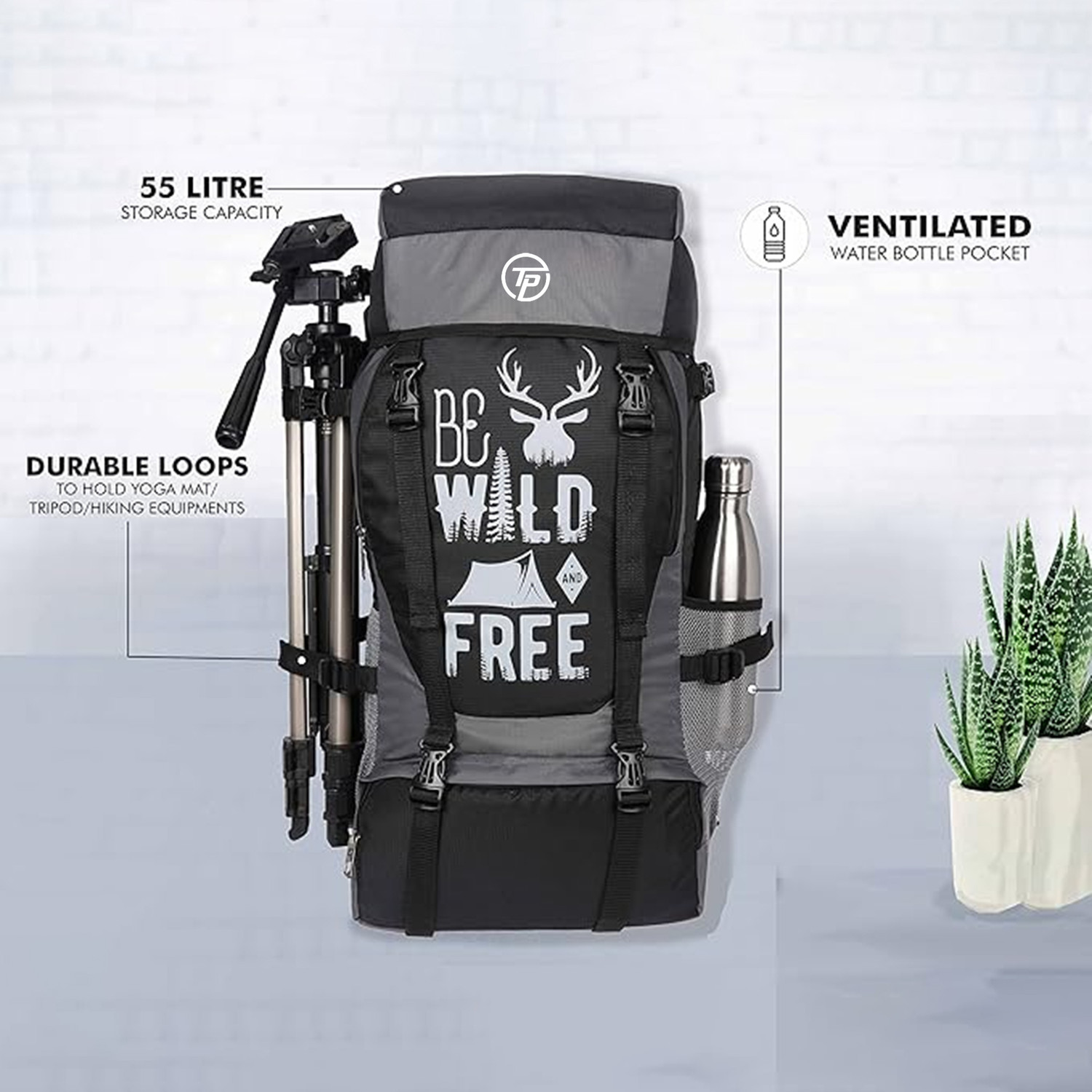 Image of TRAVEL POINT WATERPROOF TREKKING BAG HIKKING BACKPACK FOR TRAVEL & OUTDOOR Rucksack - 55 L
