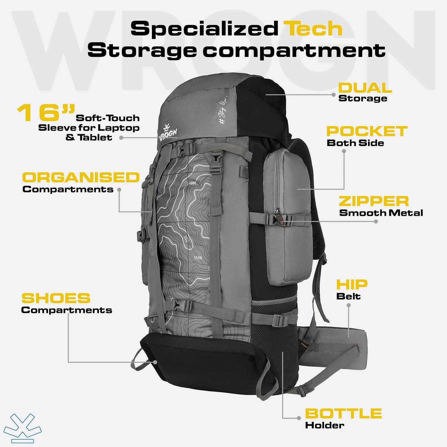 WROGN Trekking Rucksack 75L - Image 3
