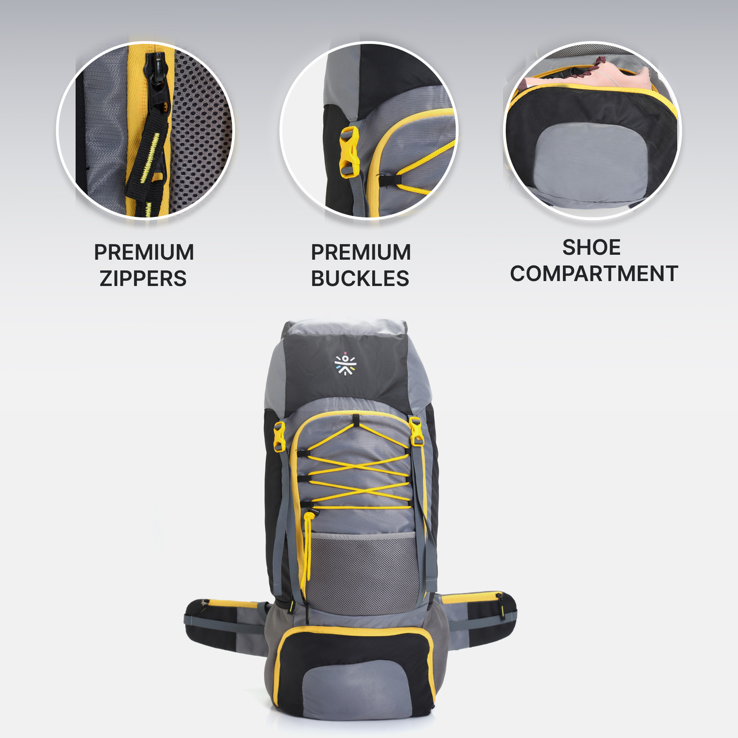 Image of Cult Hiking Trekking Bag|Camping Travel Backpack with Shoe Compartment|1Year Warranty Rucksack - 75 L (Black)