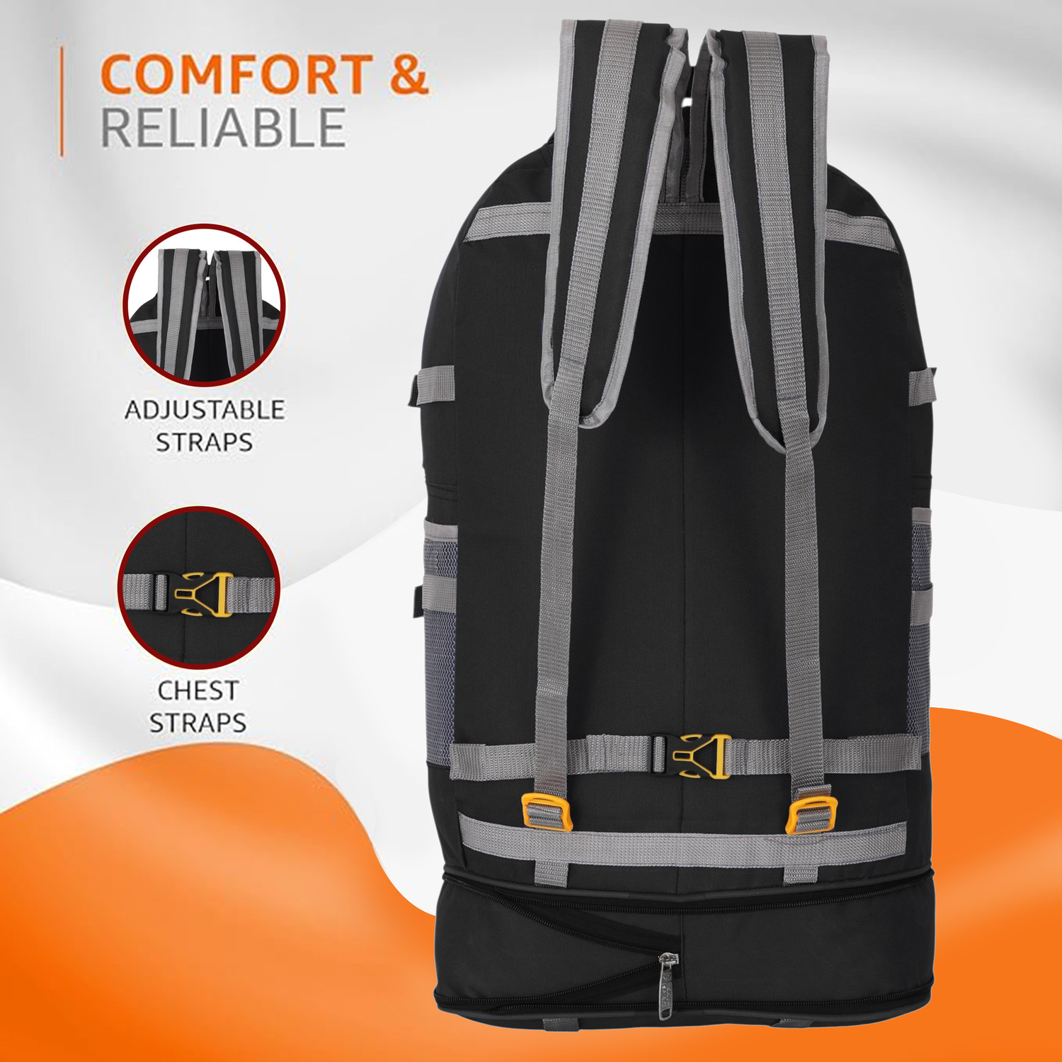 Image of sky spirit Expandable Travel Rucksack Backpack with Multiple Pockets | Trekking Hiking Bag Rucksack - 90 L