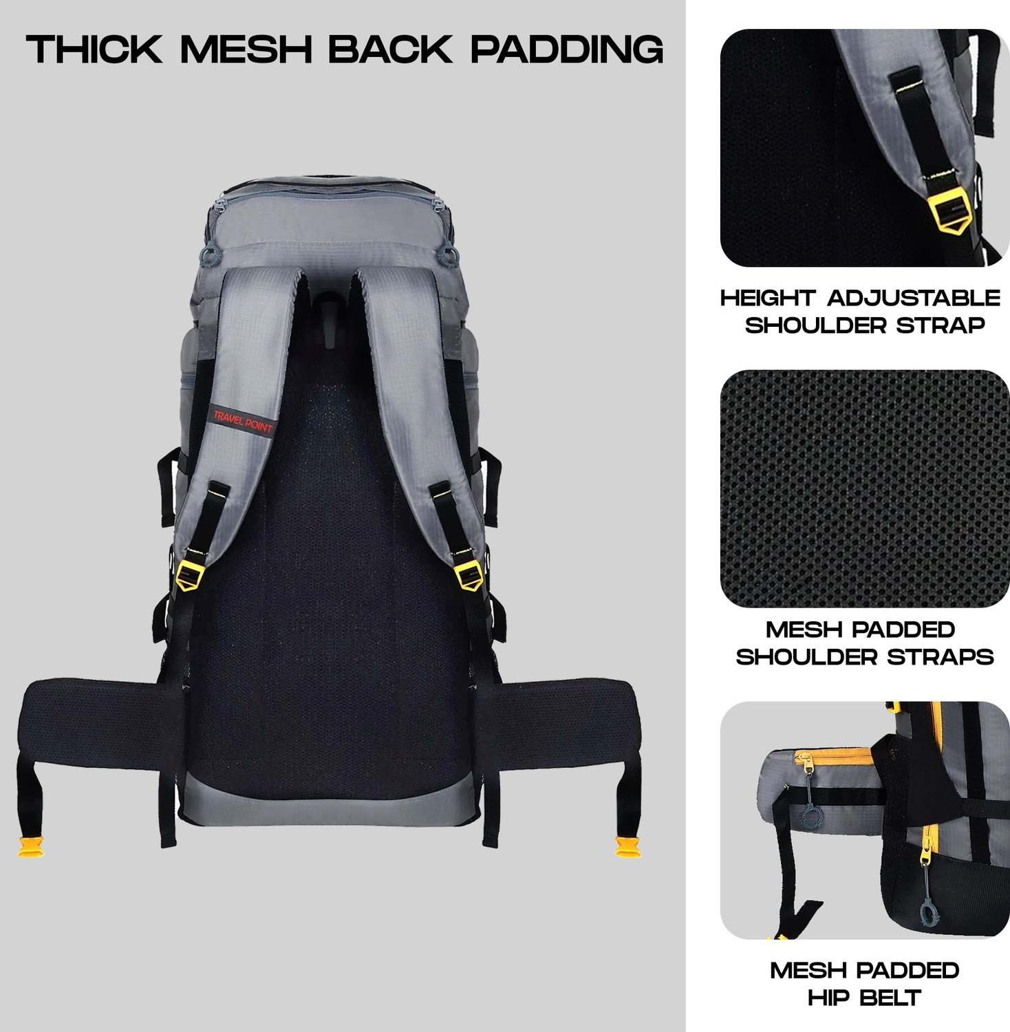 Image of TRAVEL POINT WATERPROOF TREKKING BAG HIKKING BACKPACK FOR TRAVEL & OUTDOOR Rucksack - 60 L